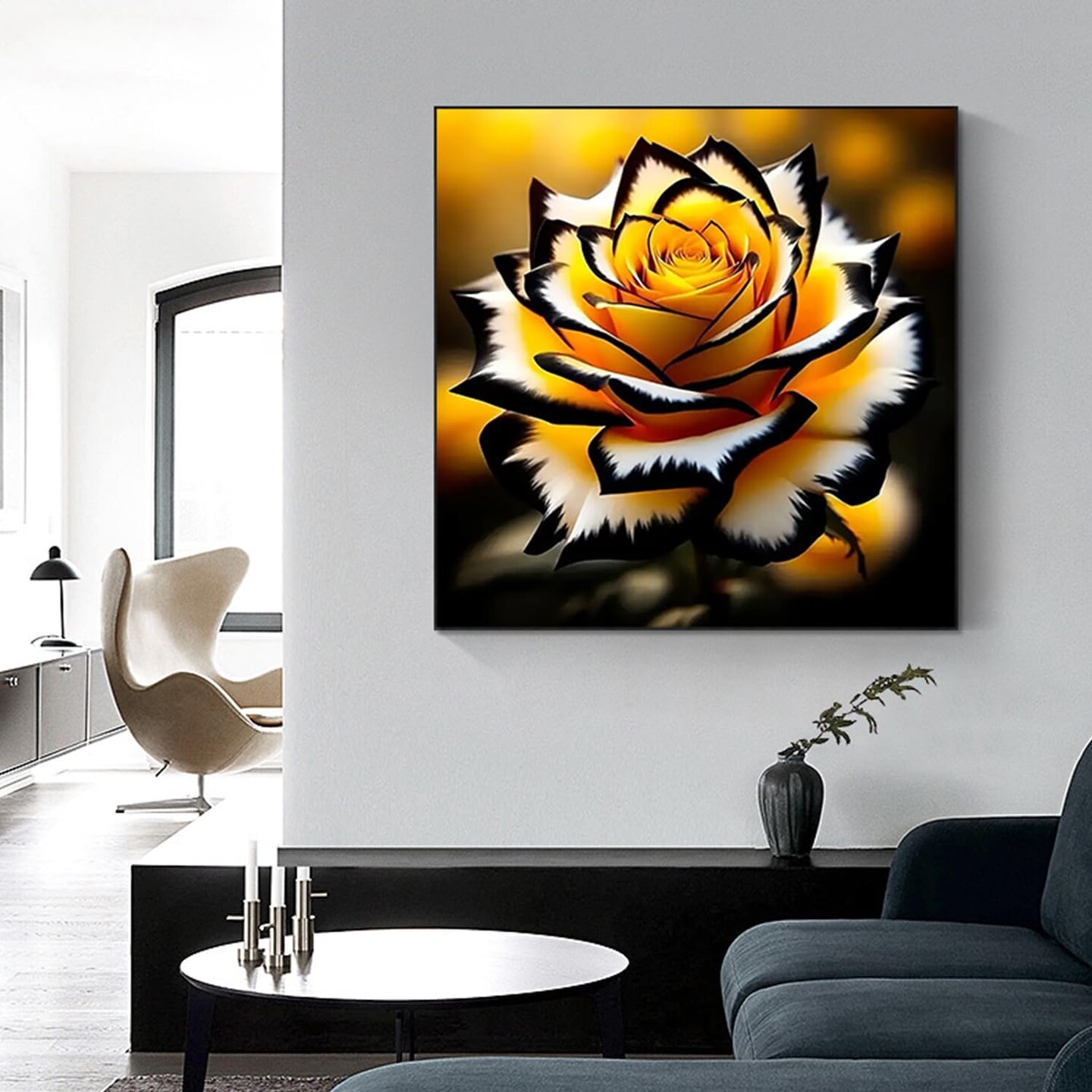 5D Diamond Painting Kits for Adults Beginners, Yellow Rose Diamond Art, DIY Full Round Drill Diamond Dot Gem Art Kits