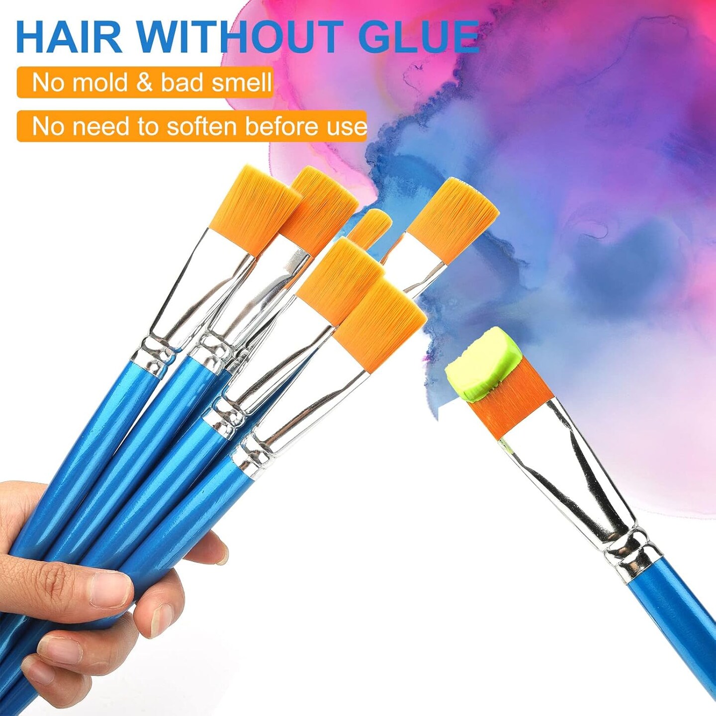 1 inch Flat Paint Brushes for Acrylic Painting,12 Pieces Large Synthetic Paint Brushes Bulk with Wooden Handle for Acrylic, Watercolor, Oil, Crafts, Face Body Art Robin
