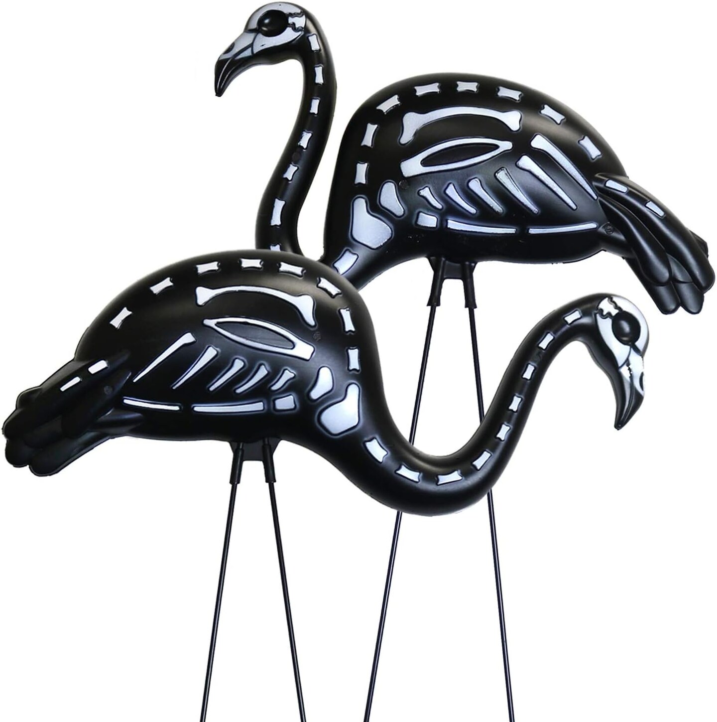 2-Pack Halloween Black Flamingo Skeleton