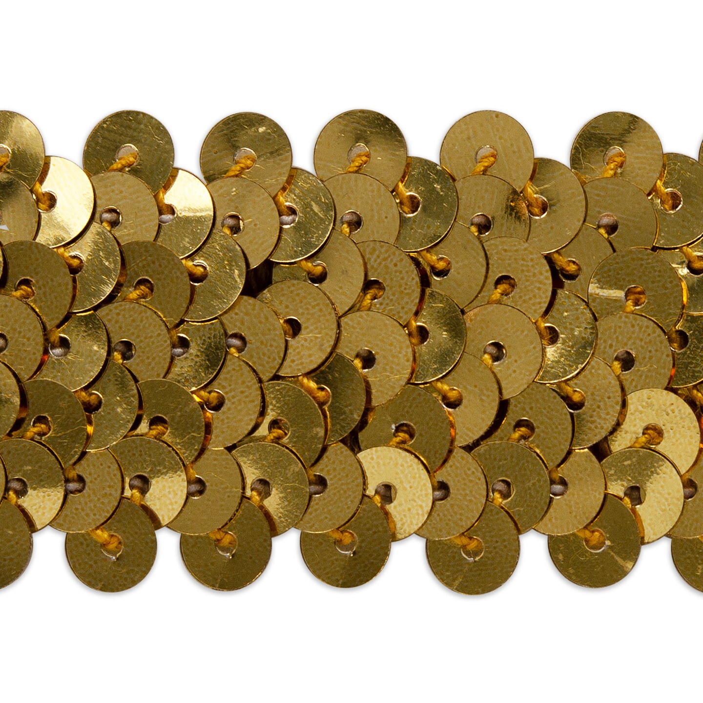 5 yards of 3 Row 1 1/4&#x22; Metallic Stretch Sequin Trim | 5 yard cut