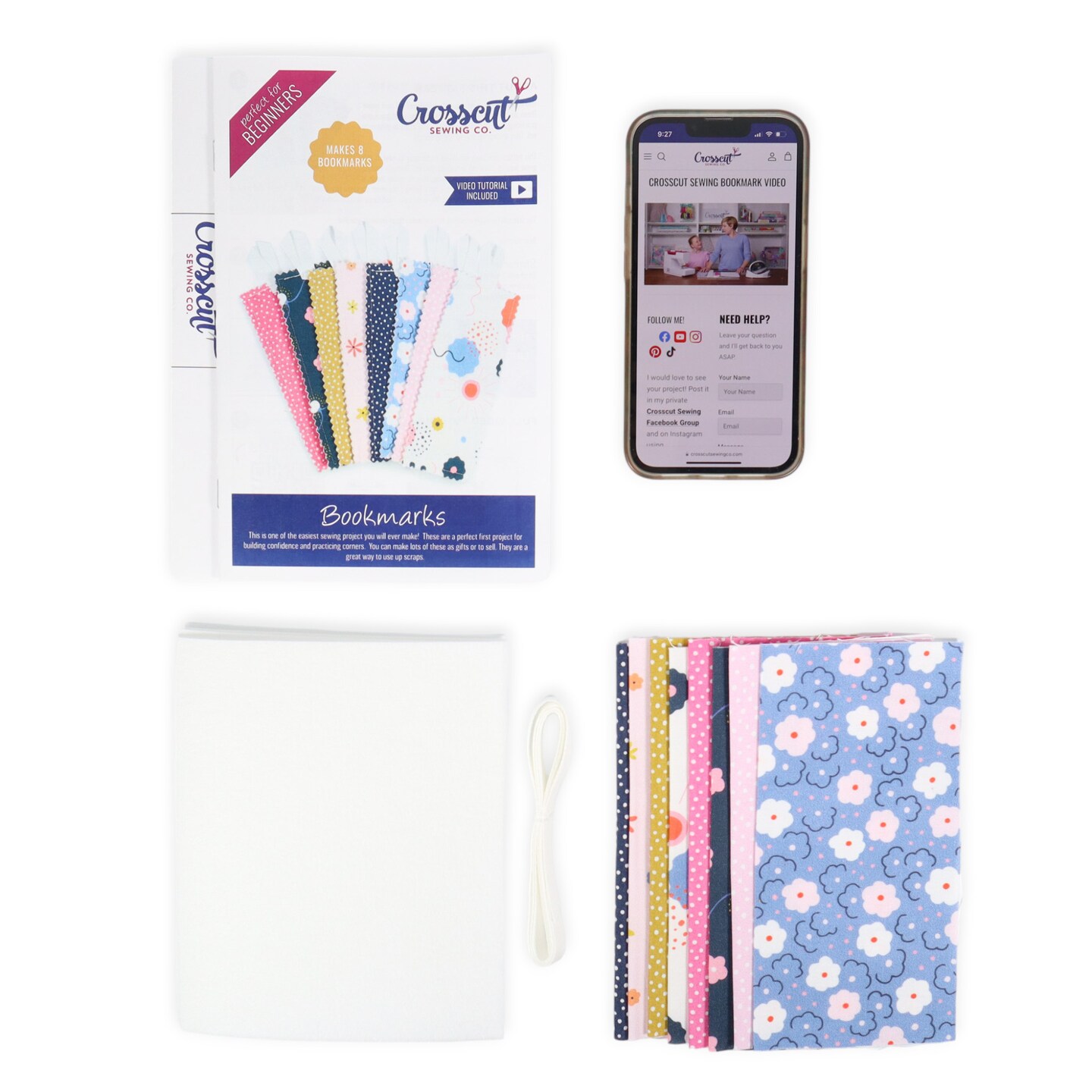 Crosscut Sewing Co.&#xAE; Bookmark Sewing Project Kit for Beginners
