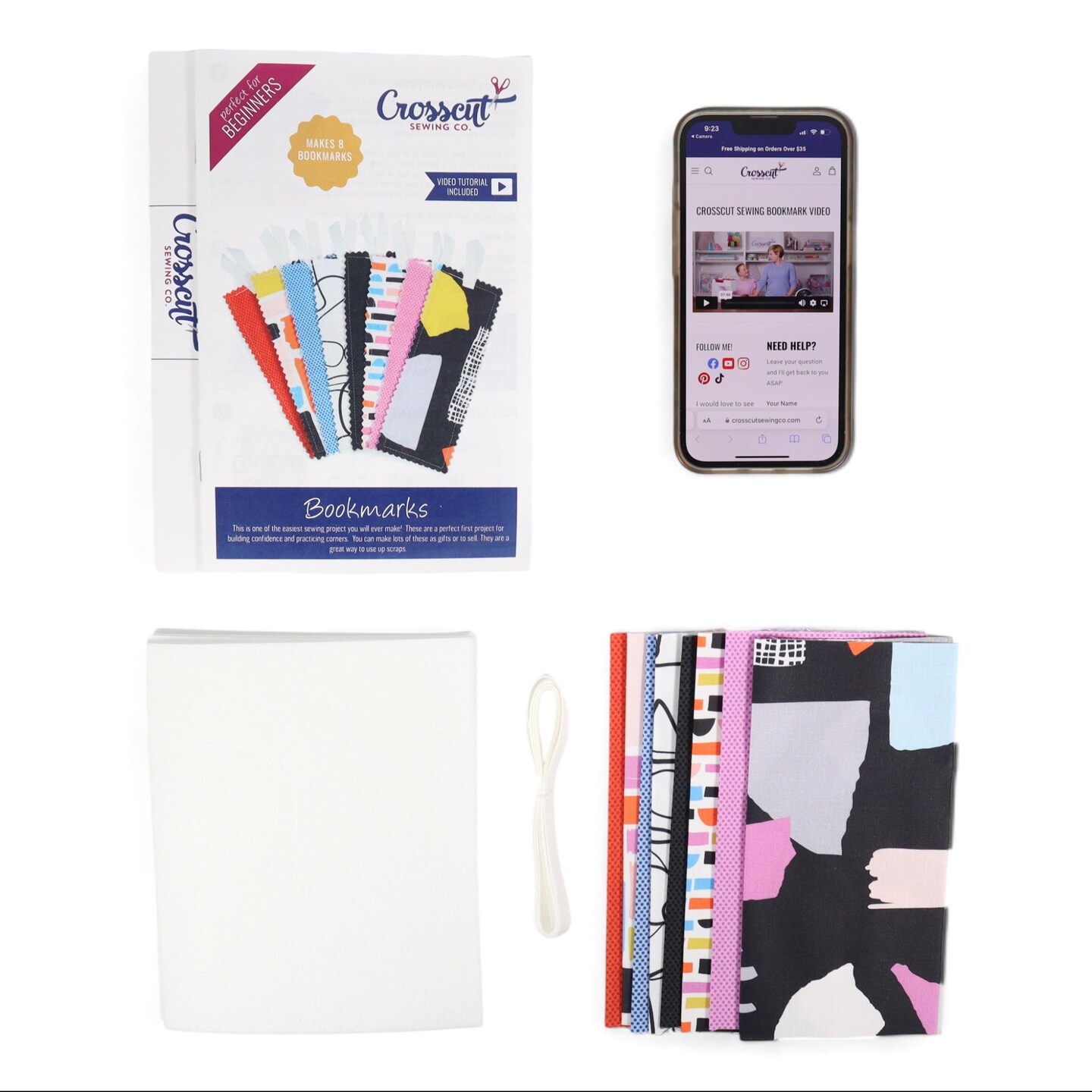 Crosscut Sewing Co.&#xAE; Bookmark Sewing Project Kit for Beginners