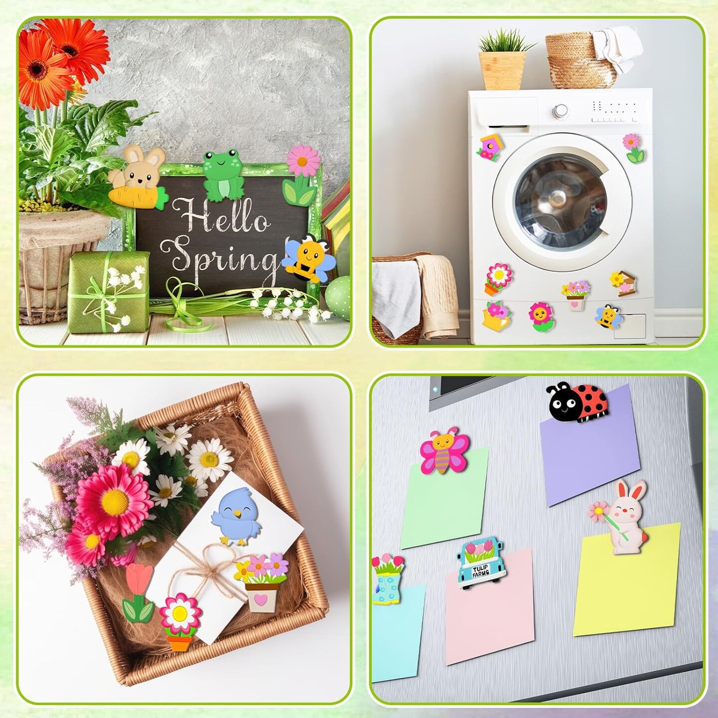 24 Set DIY Spring Garden Ceramic Crafts Kit Paint Your Own Figurines Ready to Paint Bisque Figurines Crafts Arts with 24 Magnets 4 Brushes and 2 Palette Ceramic Painting Kit for Adults