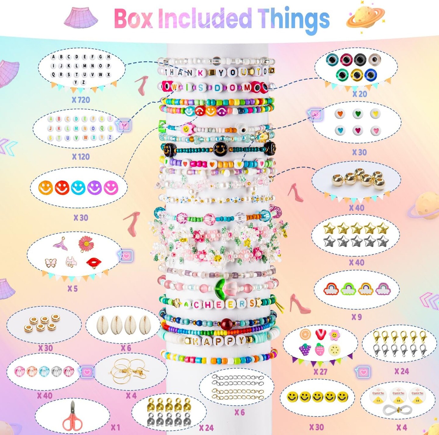 Friendship Bracelet Kit for Girls, 16000 pcs with Seed Beads (2/3/4mm), Clay Beads, 7 Styles Letter Beads (A-Z), Variety of Charms, DIY Jewelry Making Crafts, Kids Toy for Ages 6+