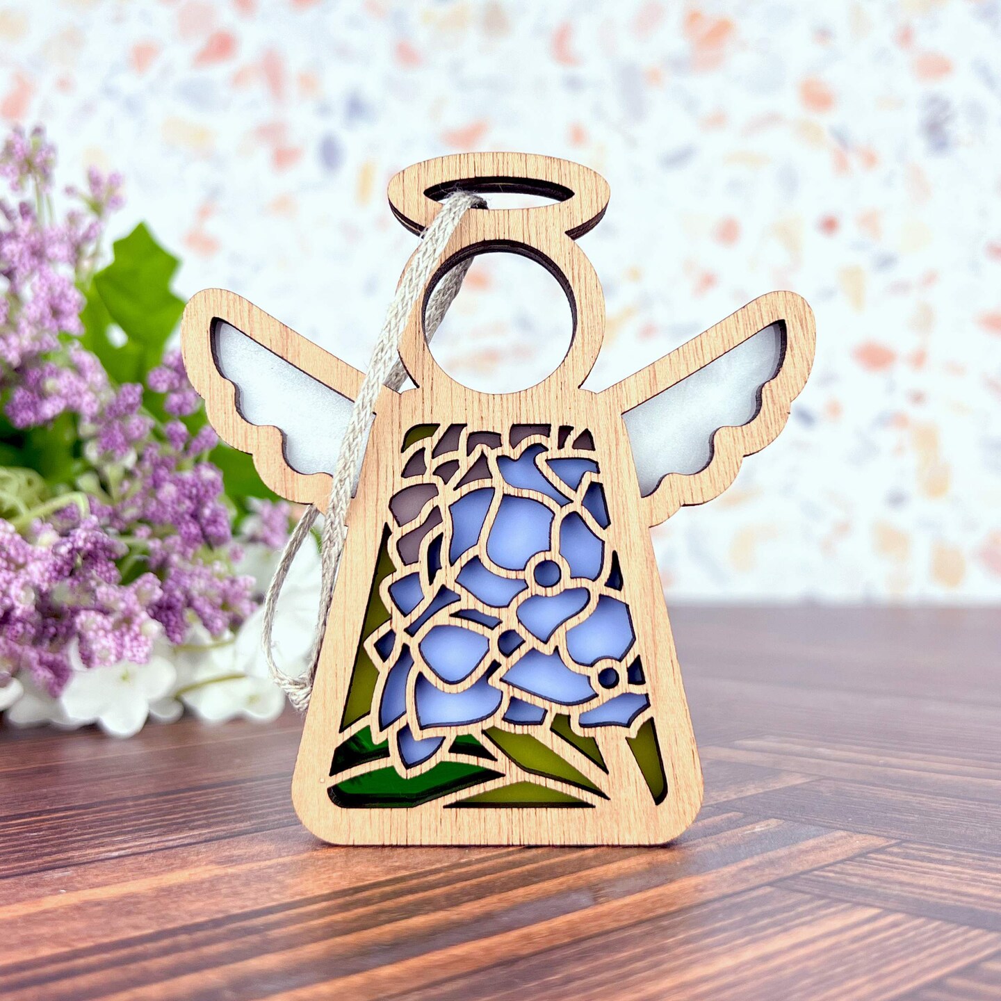 3.5&#x22; (H) Hydrangea Ornament - Handcrafted in Texas - Mother&#x27;s Angels&#xAE; Figurine - Mother&#x27;s Day Gifts