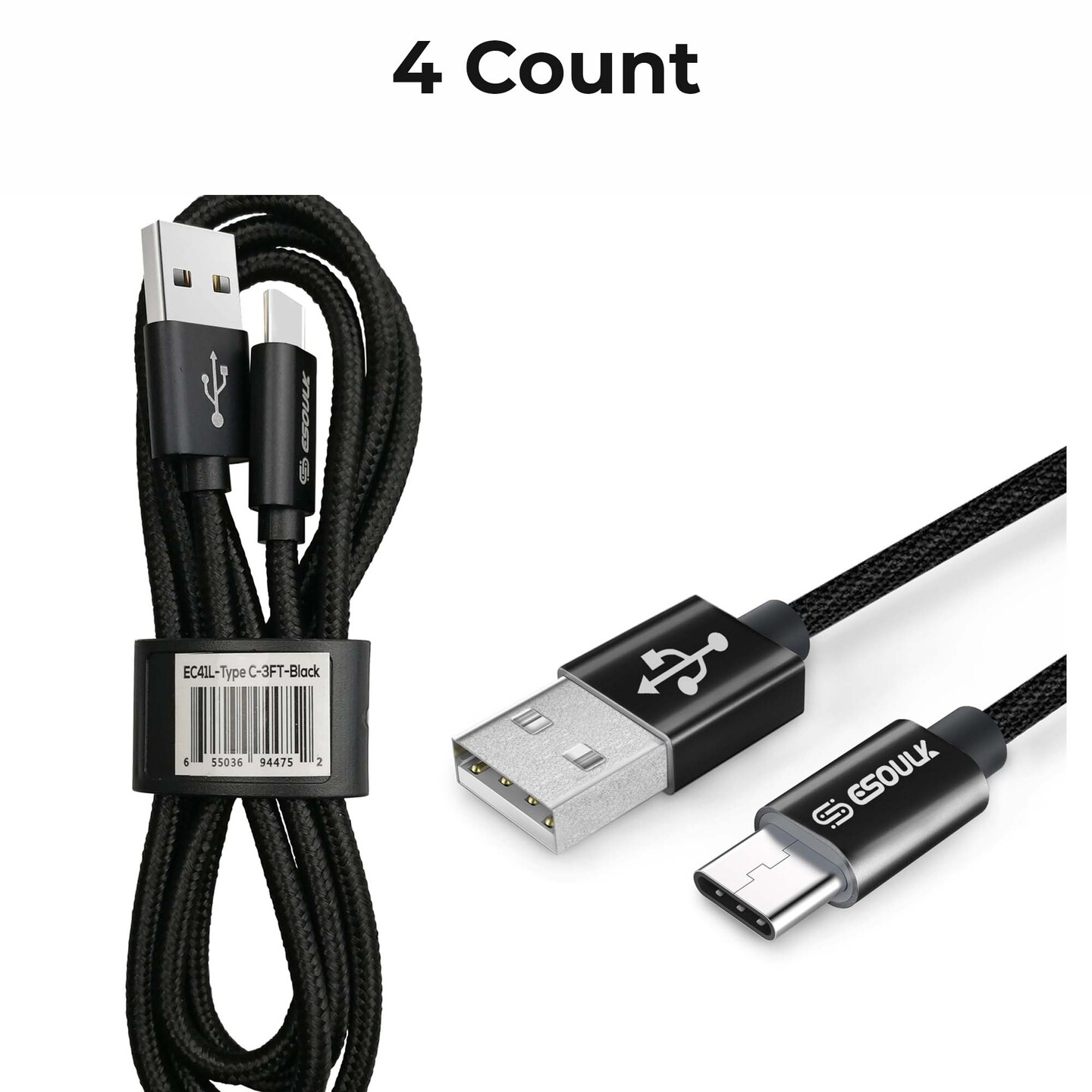 Esoulk 3FT Braided Cable For Type-C 12/144