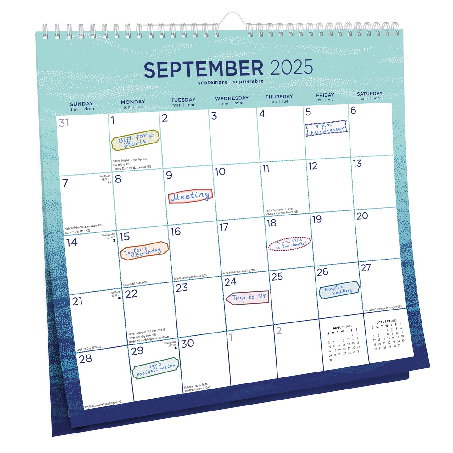 Seaside Currents | 2025 12 x 12 Inch Monthly Square Wire-O Calendar | Sticker Sheet | BrownTrout | Stationery Planning