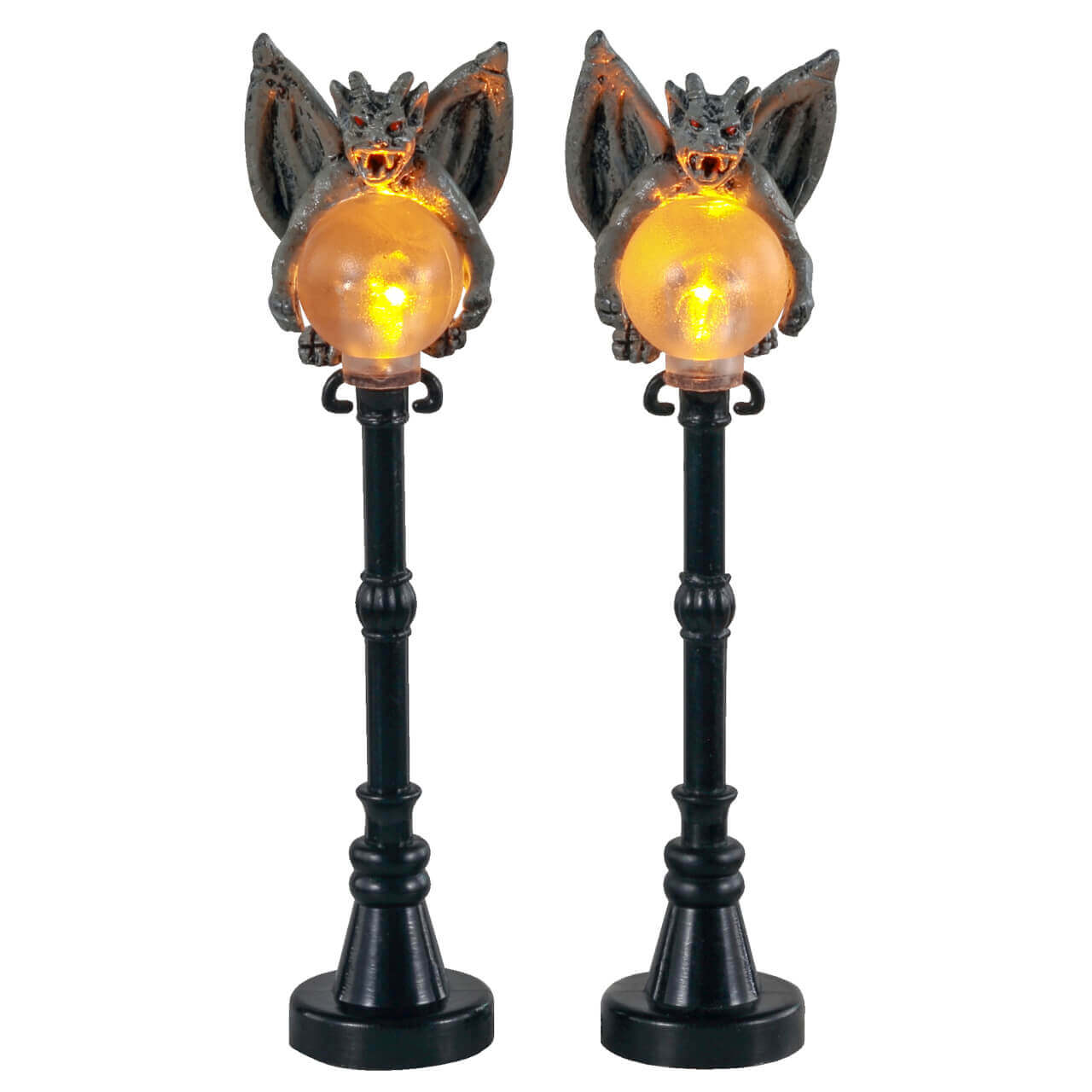 Lemax Gargoyle Lamp Post Lighted Accessories Set of 2 Battery Operated #14829