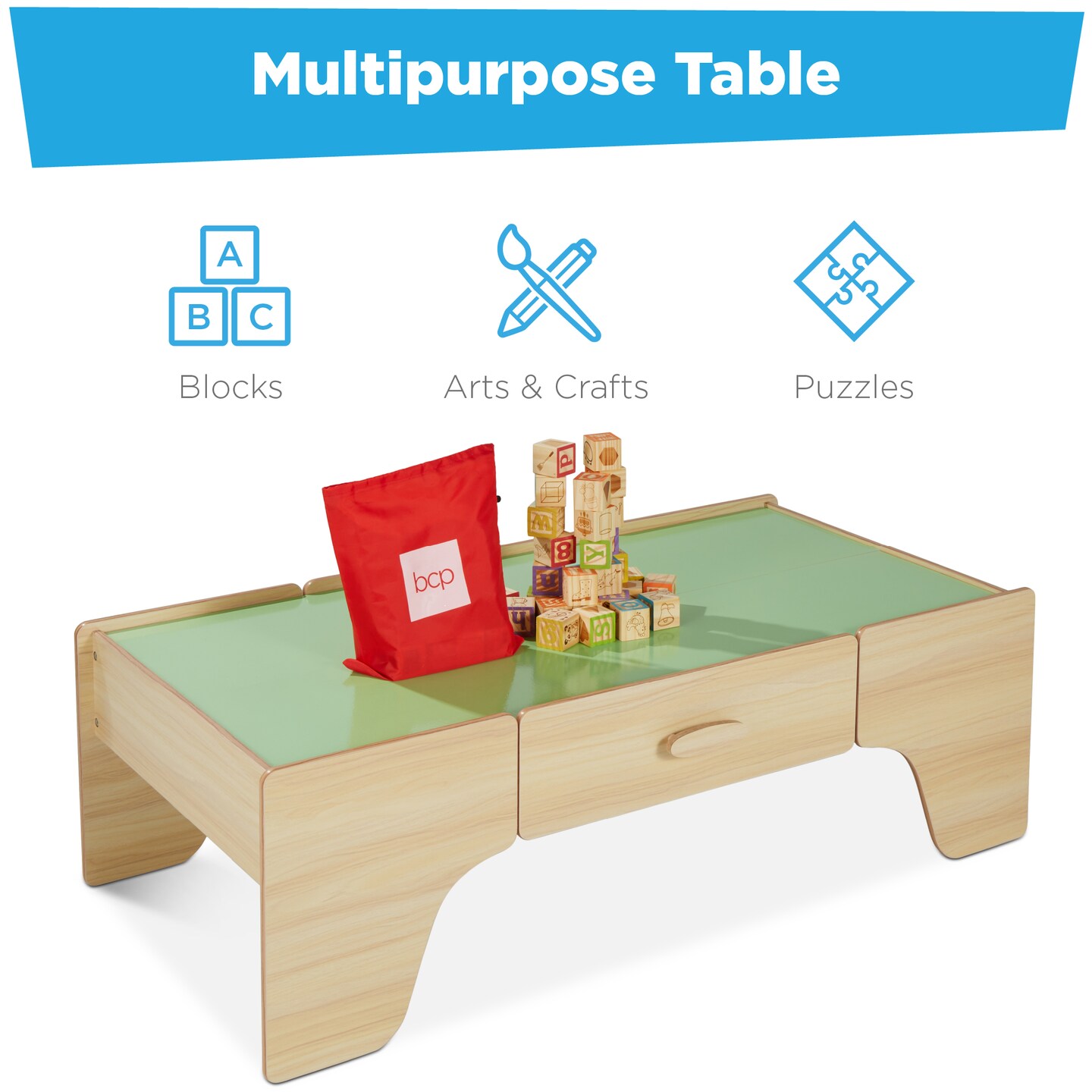 Best Choice Products Kids 35-Piece Train Table, Large Multipurpose Wooden Playset w/ Reversible Table Top