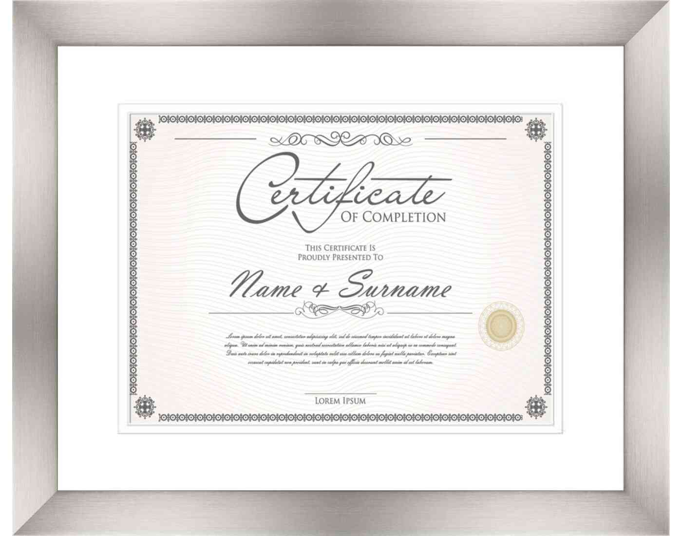 Pewter Diploma Frame for Certificate, Acid-Free White Mat, UV Acrylic, Backing, and Hanging Hardware, 8 Sizes Available