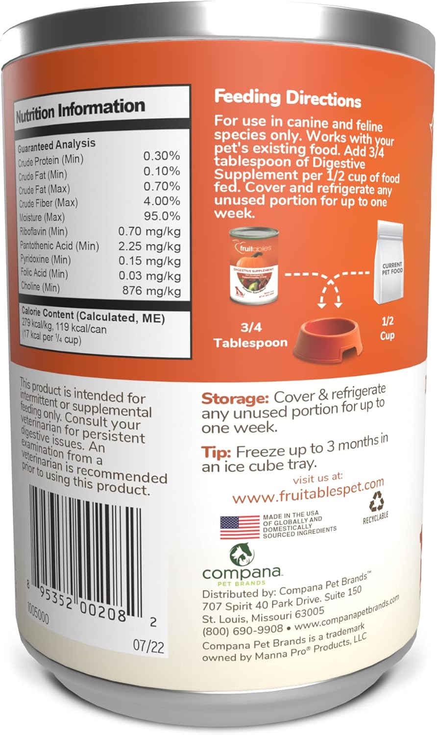 Pumpkin Digestive Supplement - Made With Pumpkin for Dogs Healthy Fiber Supplement for Pet Nutrition (15 ounces)