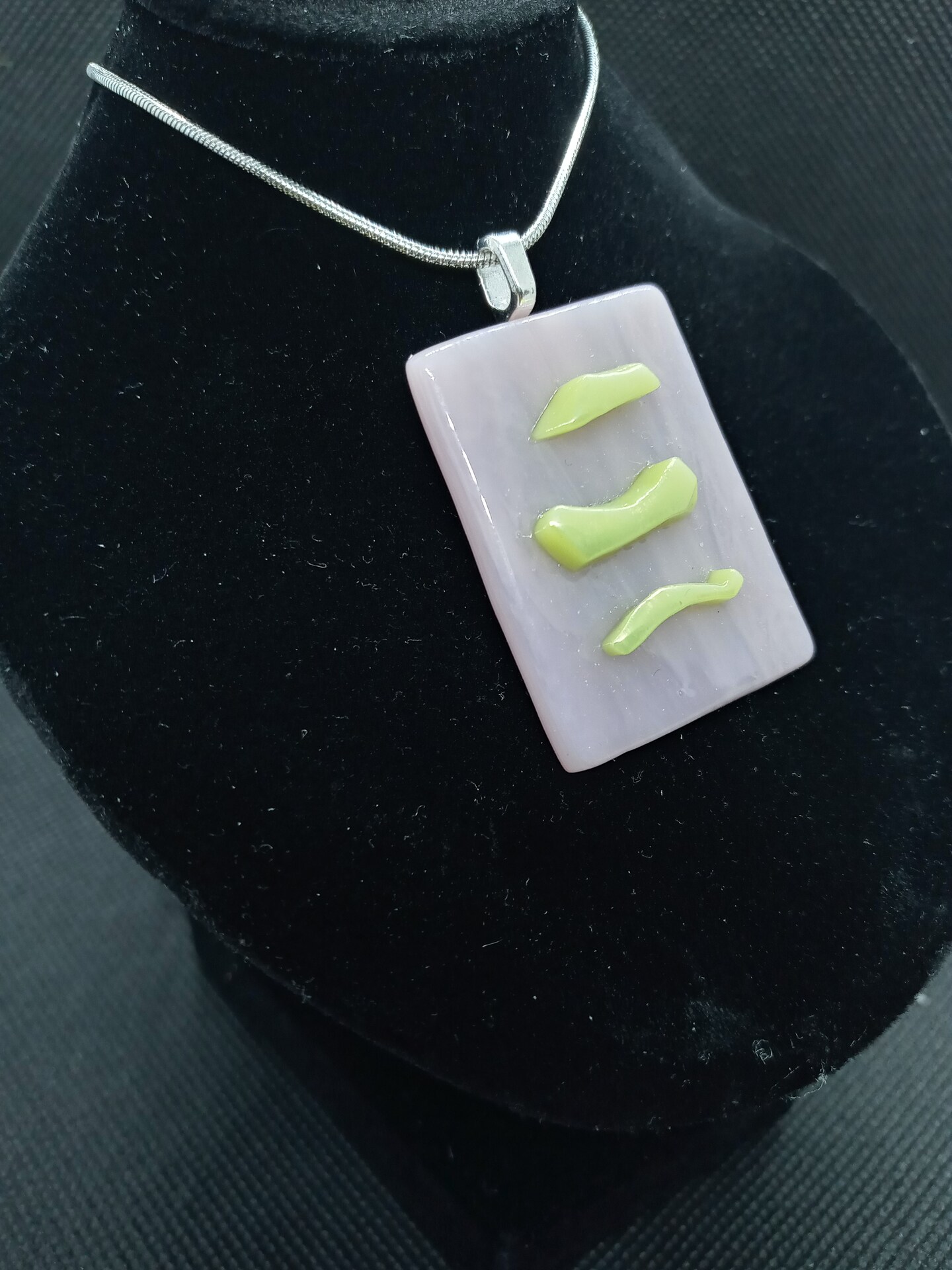 Fun festival style necklace Artisan handmade fused glass jewelry One of a kind pink green pendant Eye catching gift for art lovers product 5