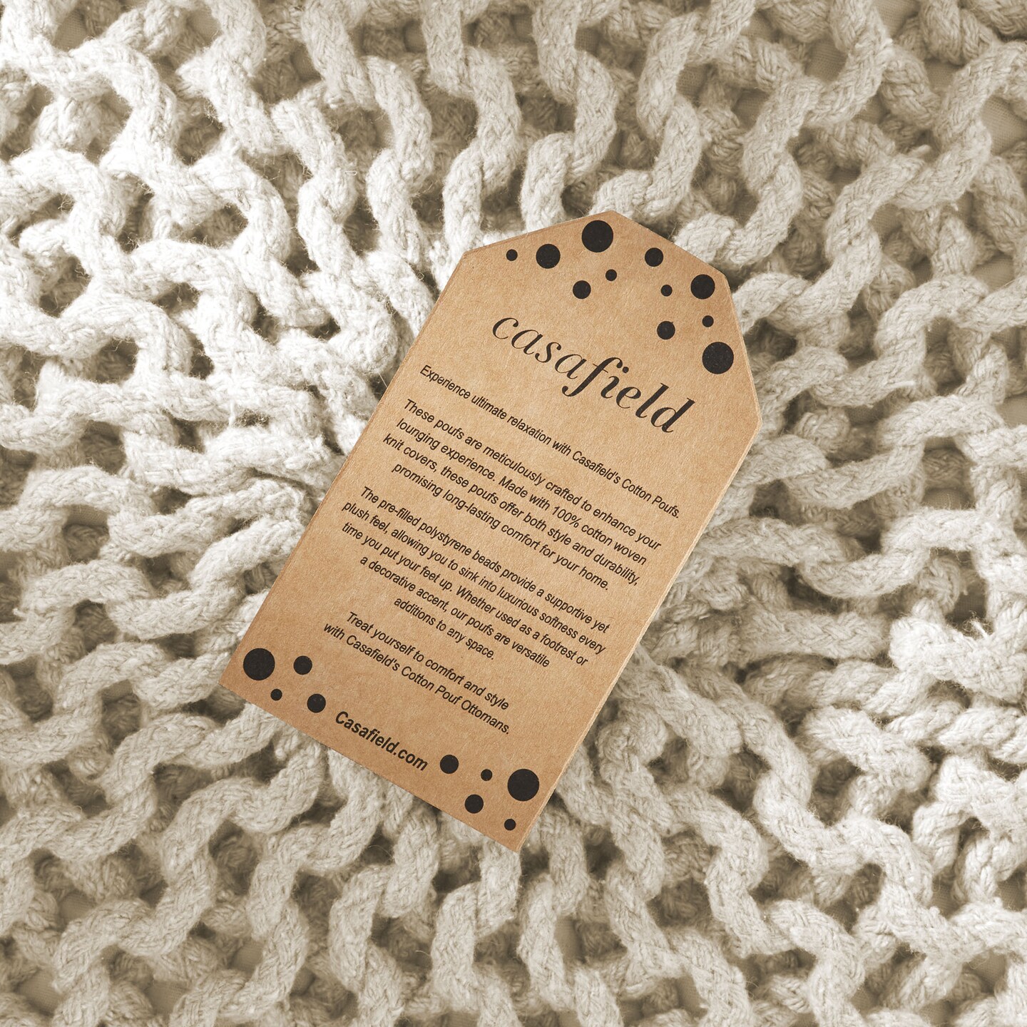 Casafield Pouf Ottomans, Cotton Knit Foot Stools, Boho Floor Pouffes for Living Room, Bedroom, Home Office