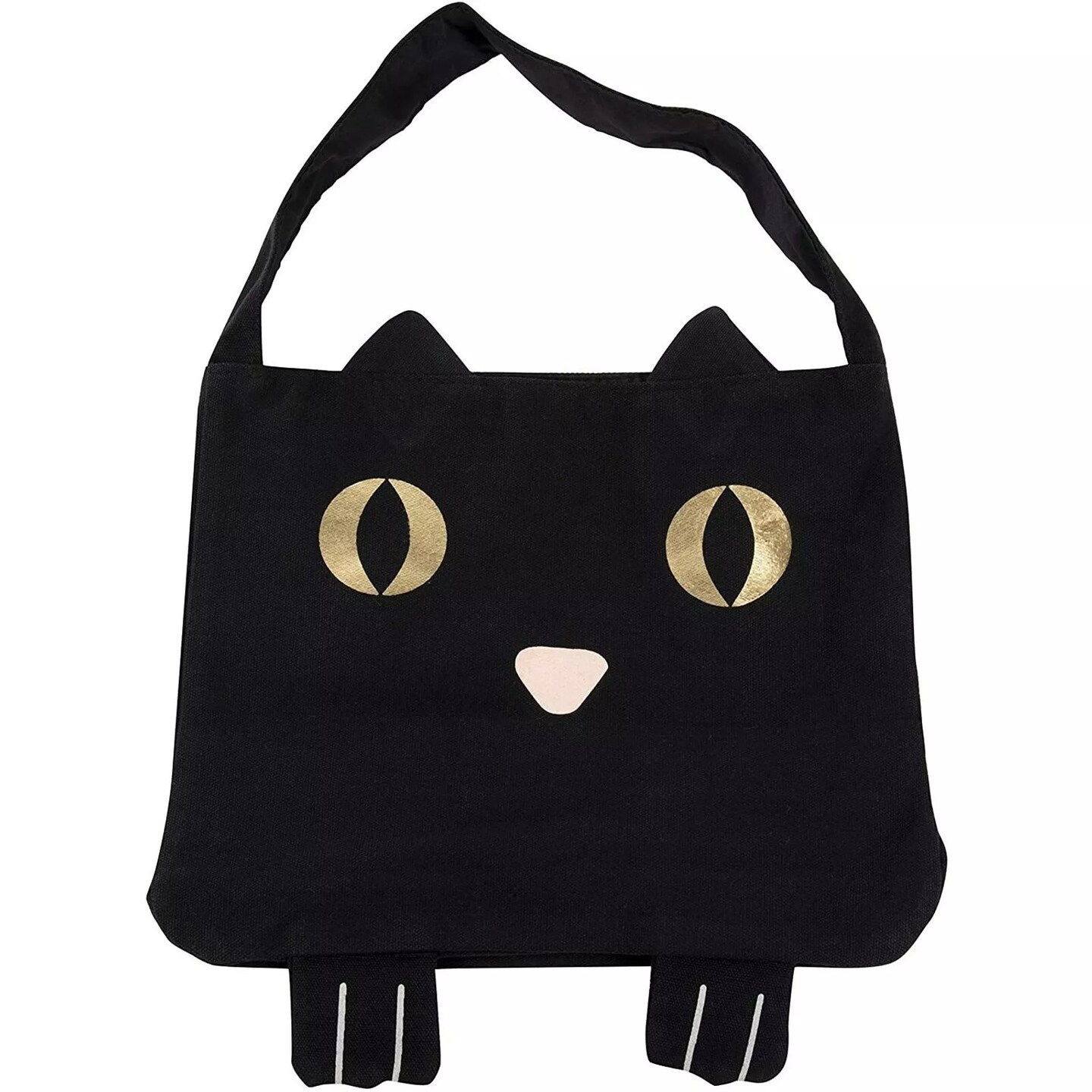 Halloween Tote Bag for Trick or Treat Cotton Black Cat Candy Witch Costume Party