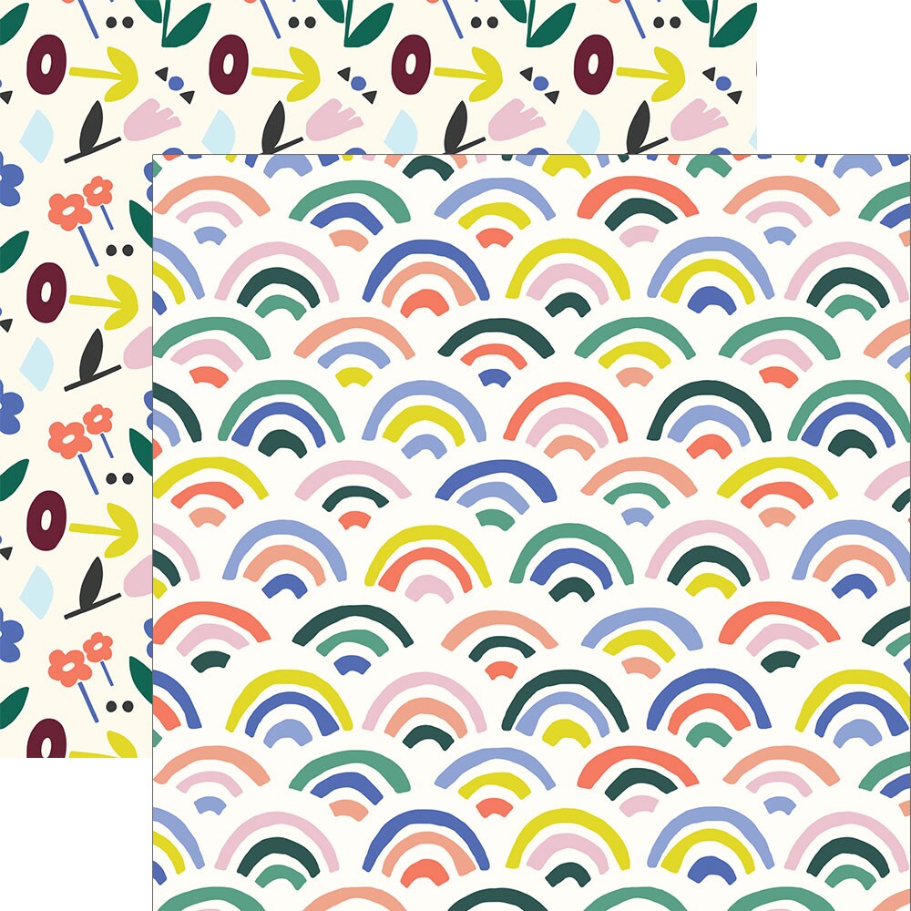 Rainbow &#x26; Clouds Pattern 12 x 12 Scrapbook Paper Set