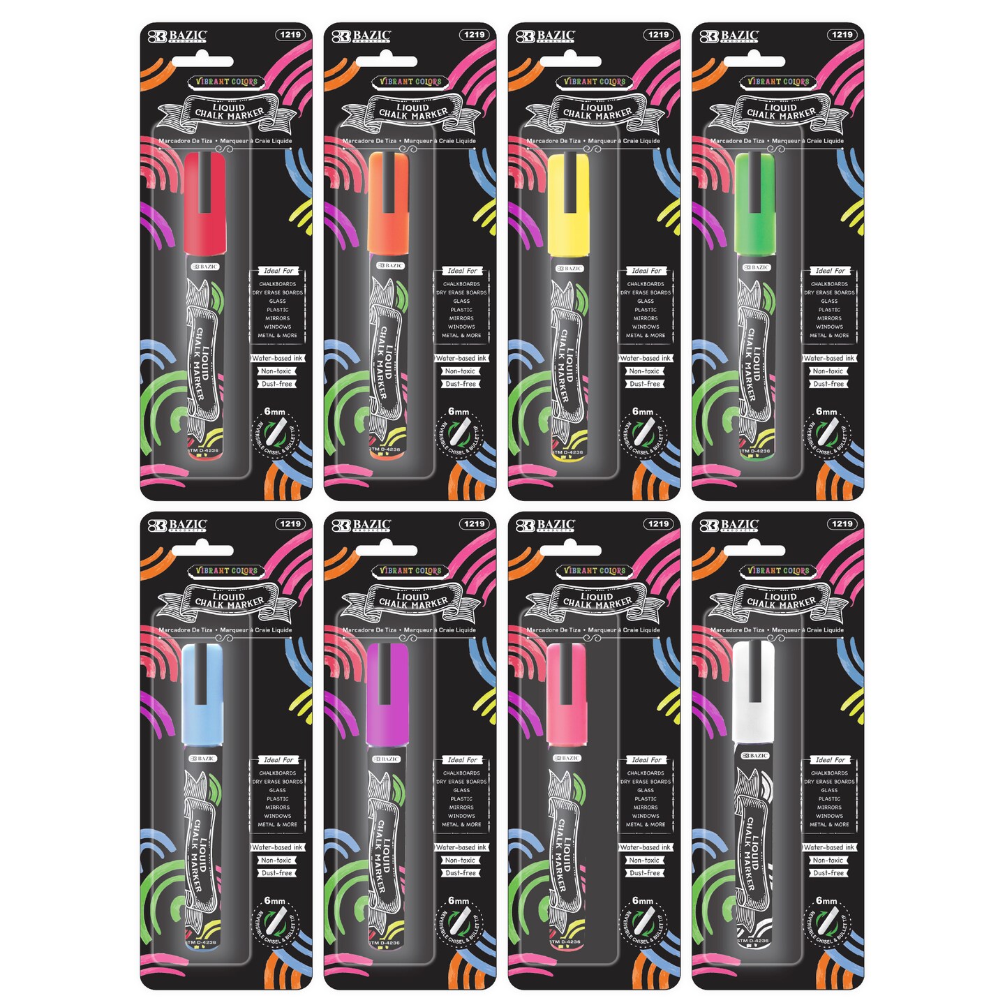 BAZIC Color Liquid Chalk Markers