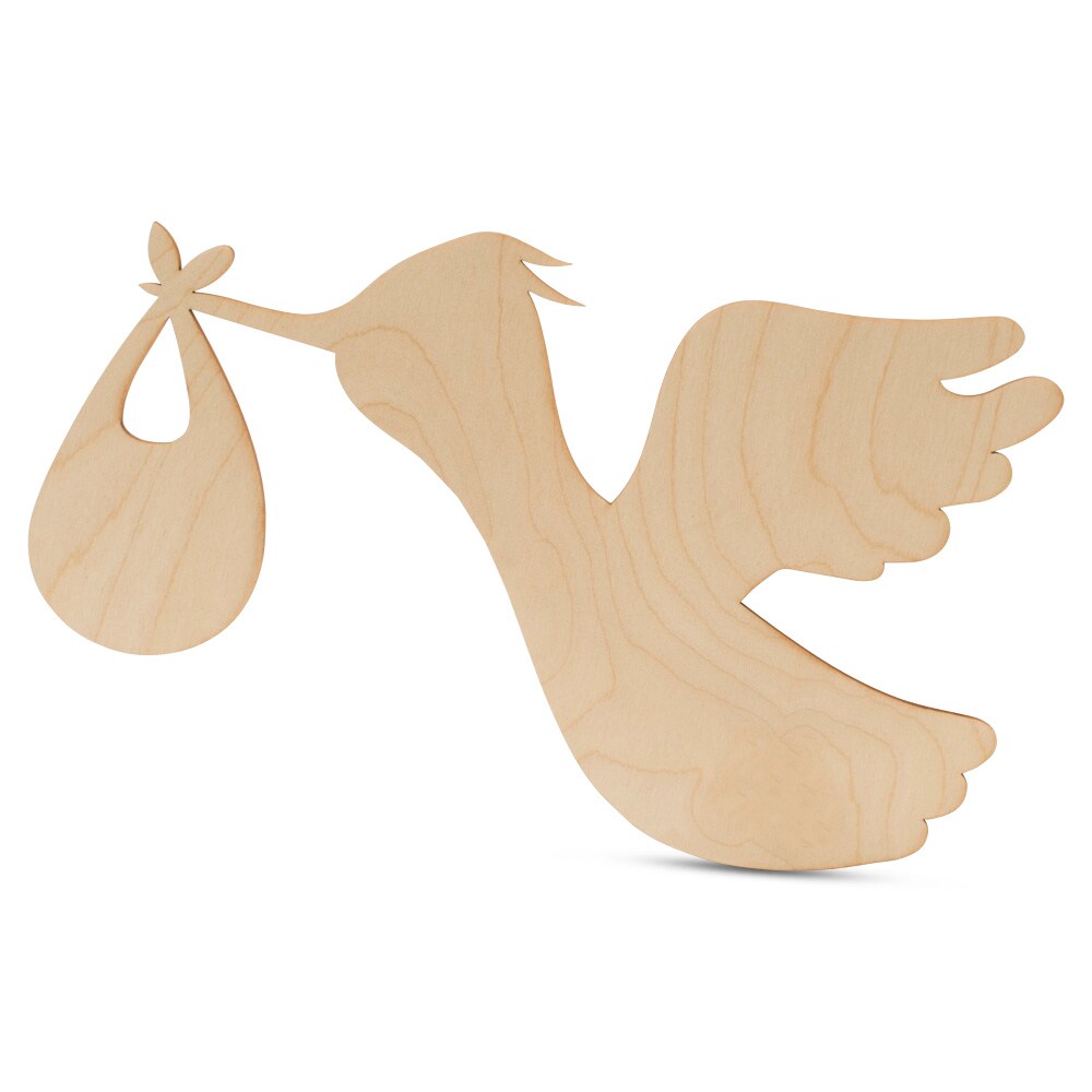 DIY Stork Cutout 1/4 inch Thick, Multiple Sizes, Pregnancy/Baby Announcement Decor | Woodpeckers