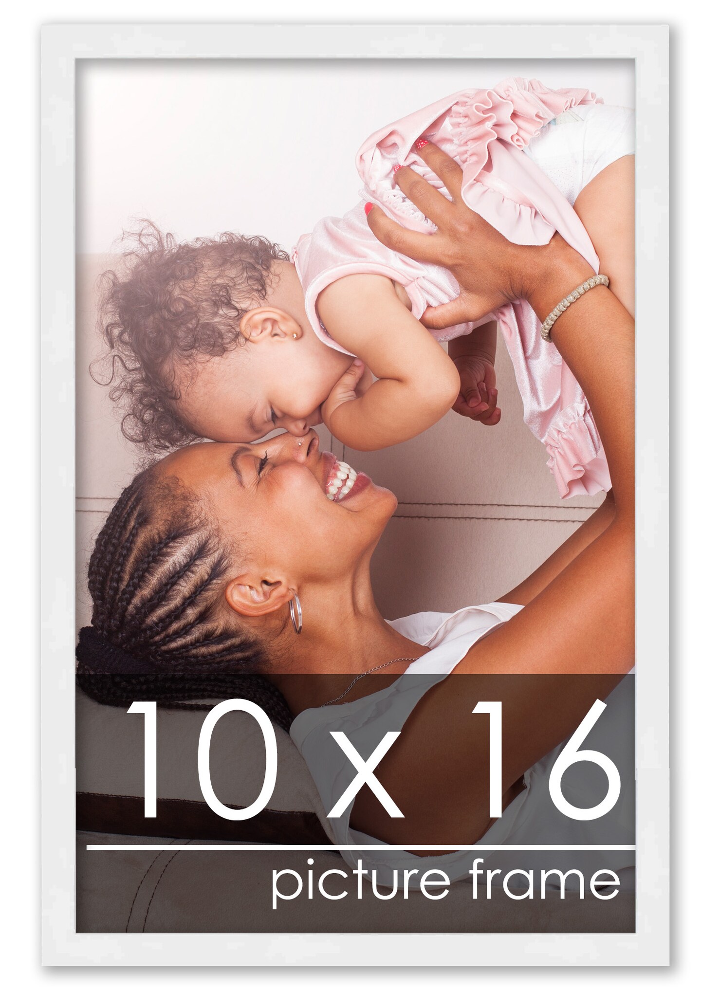 10x16 White Wood Picture Frame - UV Acrylic, Foam Board Backing, Hanging Hardware