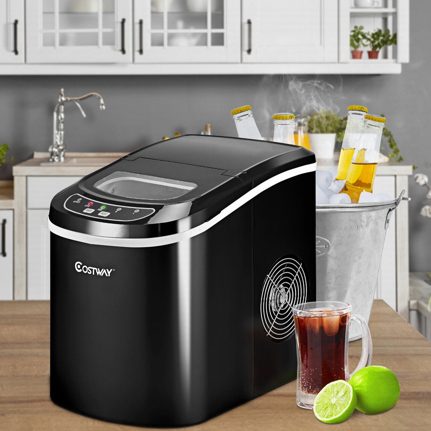 Costway Portable Compact Electric Ice Maker Machine Mini Cube 26lb/Day