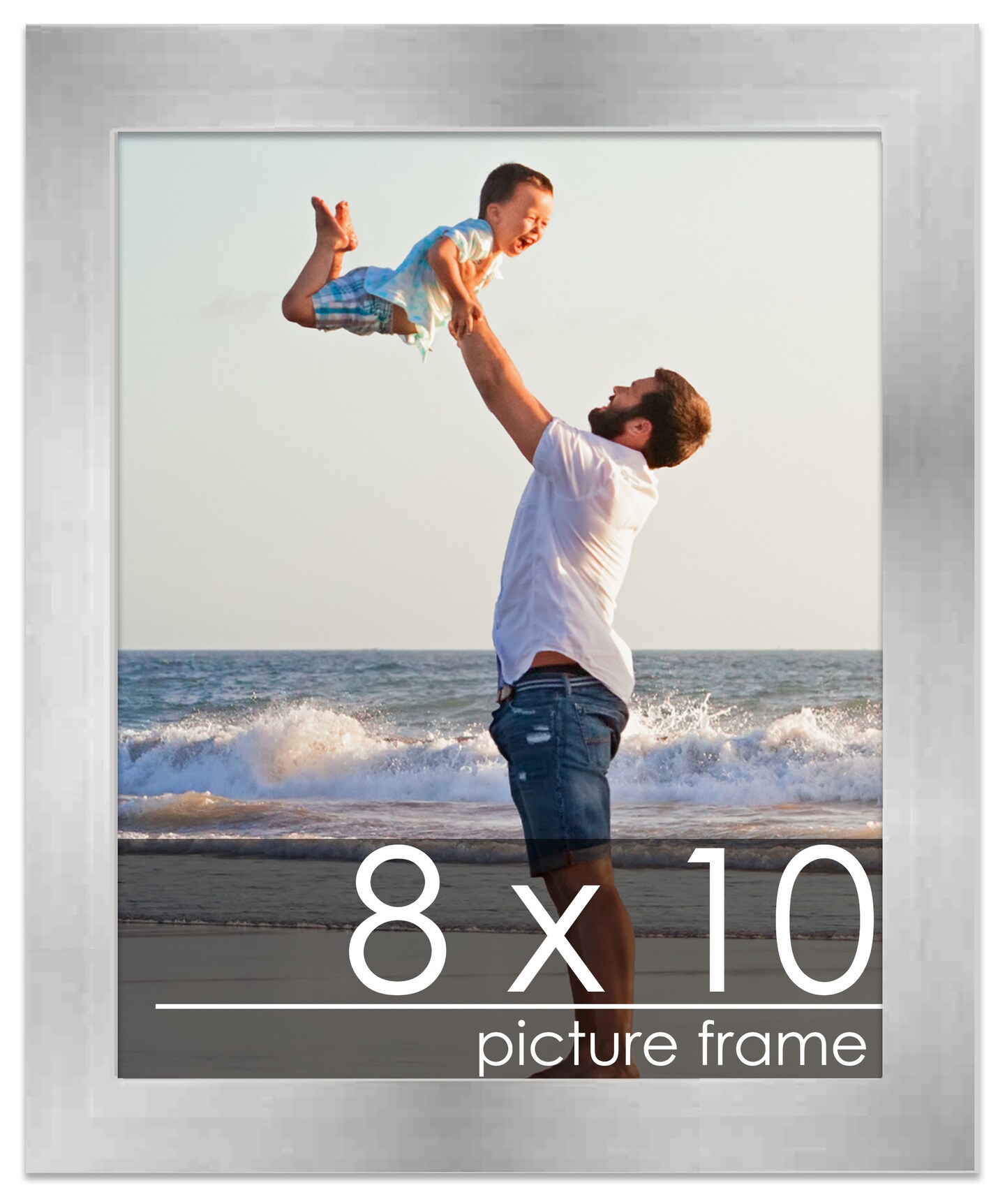 8x10 Solid Wood Picture Frame with UV-Resistant Acrylic &#x26; Acid-Free Backing, Available in 6 Finishes: Matte Black, Matte White, Metallic Bronze, Silver, Natural Wood Grain &#x26; Mahogany