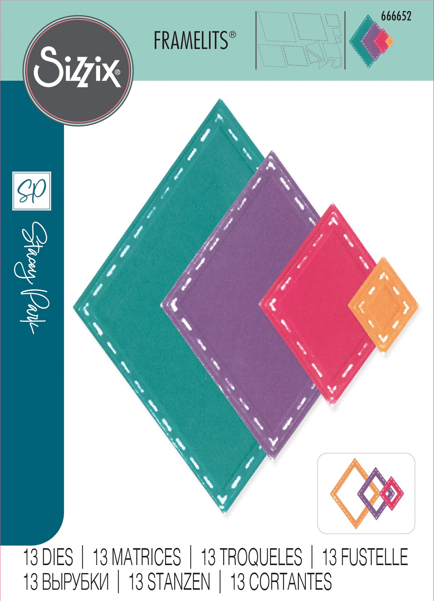 Sizzix Fanciful Framelits Die Set By Stacey Park 13/Pkg-Katy Deco Diamonds