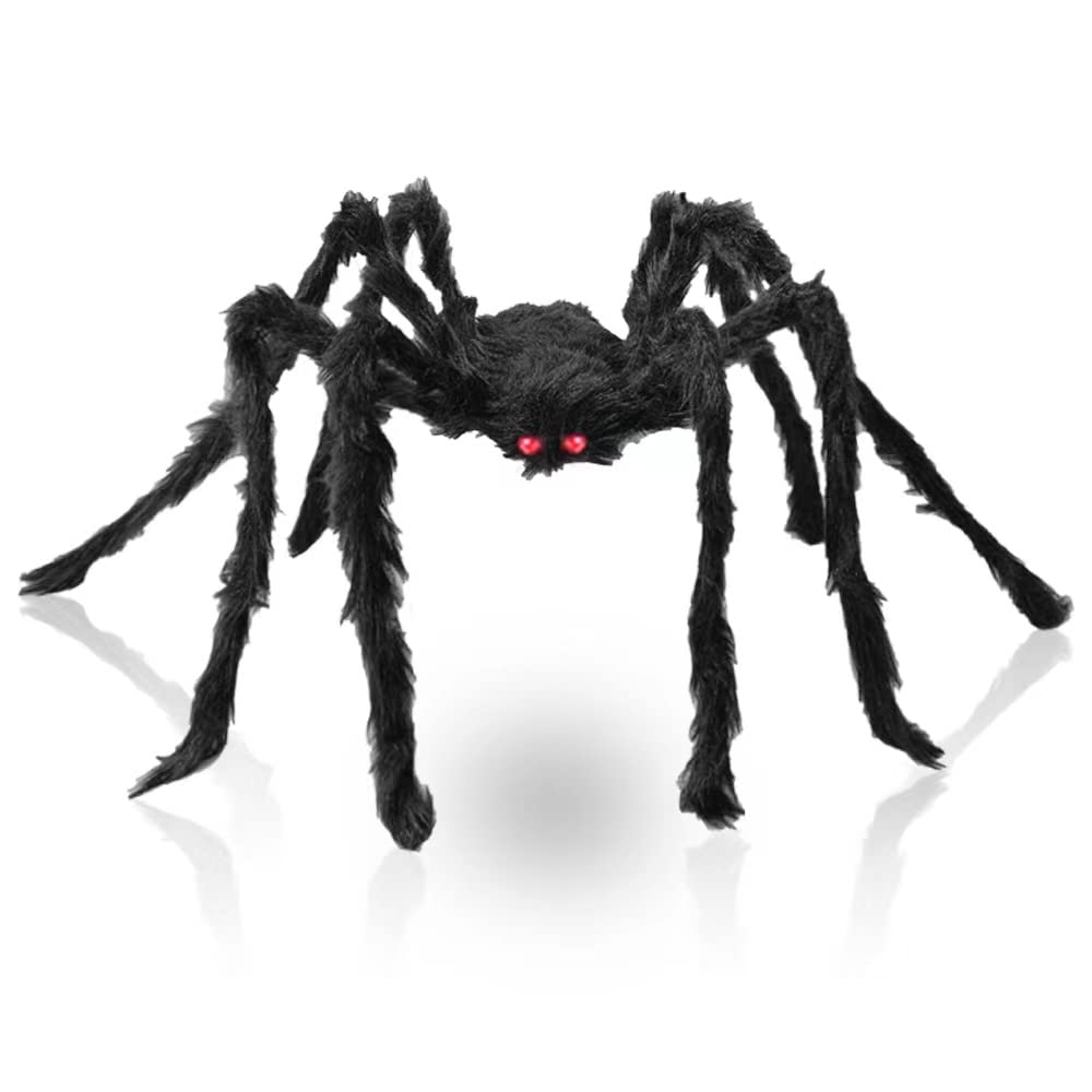 4.9 Ft Black Soft Hairy Scary Spider for Halloween Outdoor Yard &#x26; Indoor Decoration