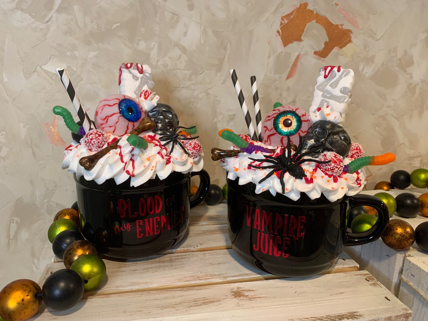 Spooky Halloween Faux Whipped Cream Hot Cocoa or Coffee Mugs, Vampire  Juice, Blood of my Enemies, Toxic, or Witch themed | MakerPlace by Michaels