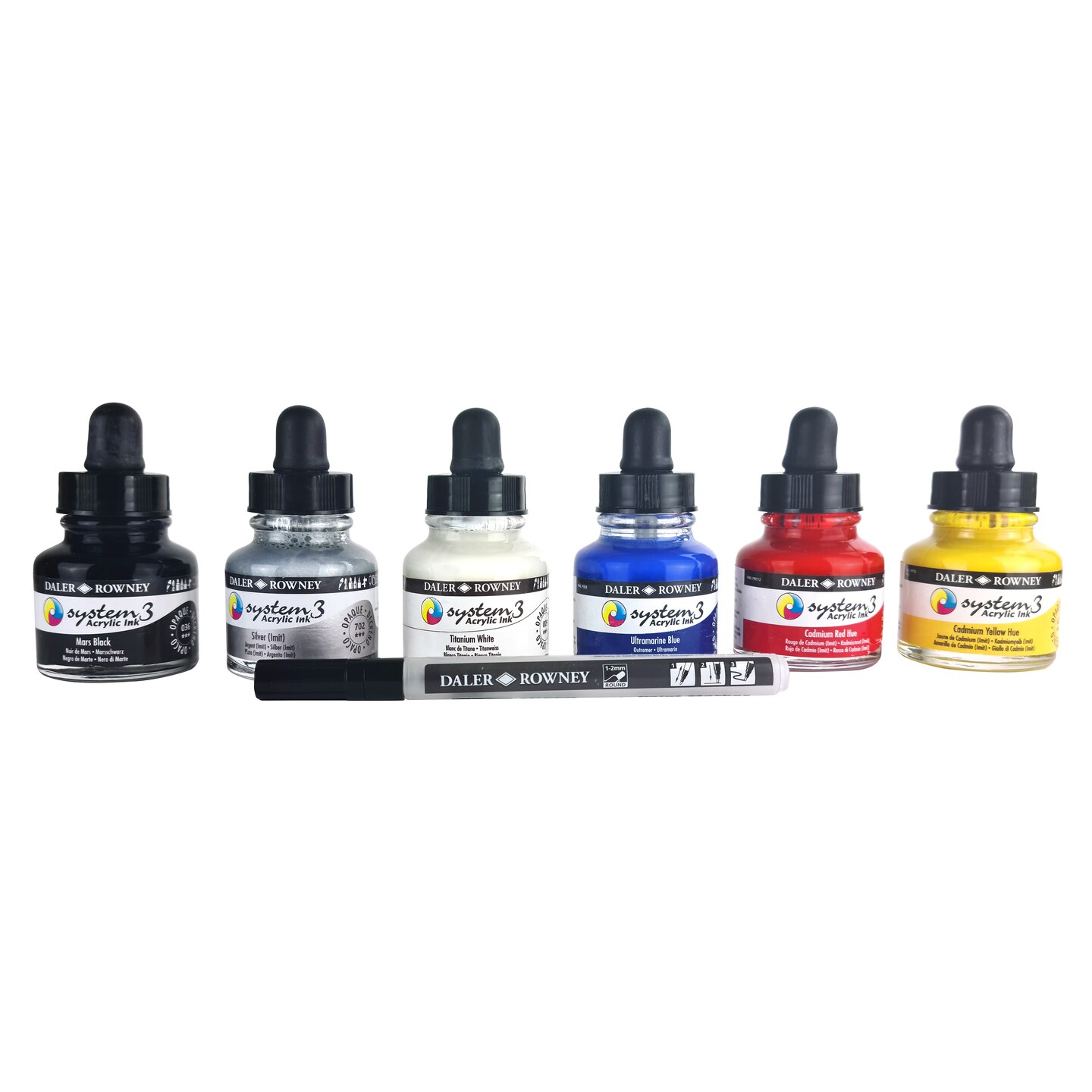 Daler-Rowney System3 Acrylic Ink Introduction Set 6/Pkg-Assorted Colors