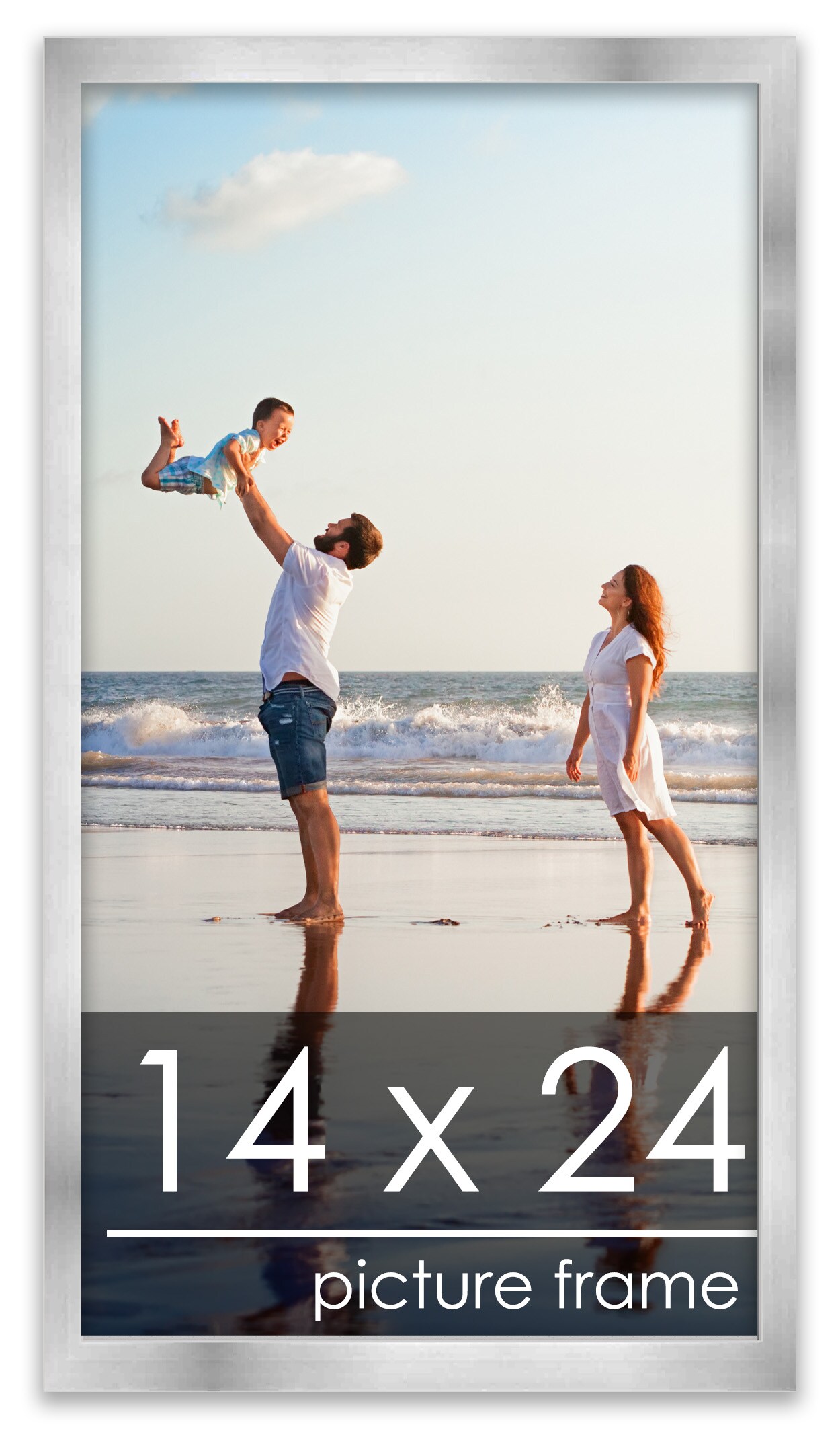 14x24 Solid Wood Picture Frame with UV-Resistant Acrylic &#x26; Acid-Free Backing, Available in 6 Finishes: Matte Black, Matte White, Metallic Bronze, Silver, Natural Wood Grain &#x26; Mahogany