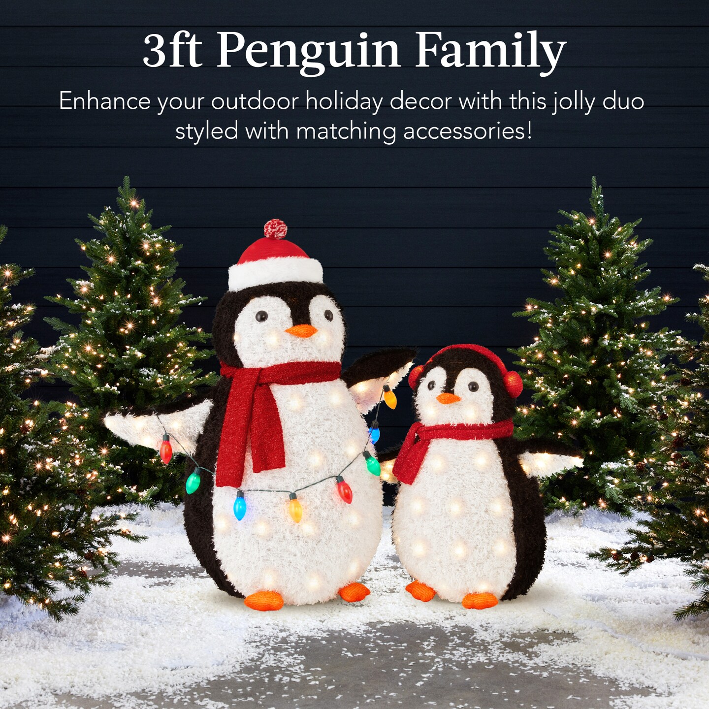 Best Choice Products 2-Piece Lighted 3ft Pop-Up Penguin Family Outdoor Christmas Decoration w/ 150 LED Lights