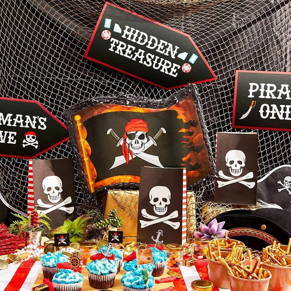 36 Pack Halloween Gift Bags, Trick or Treat Pirate Party Paper Candy Goodies Bag