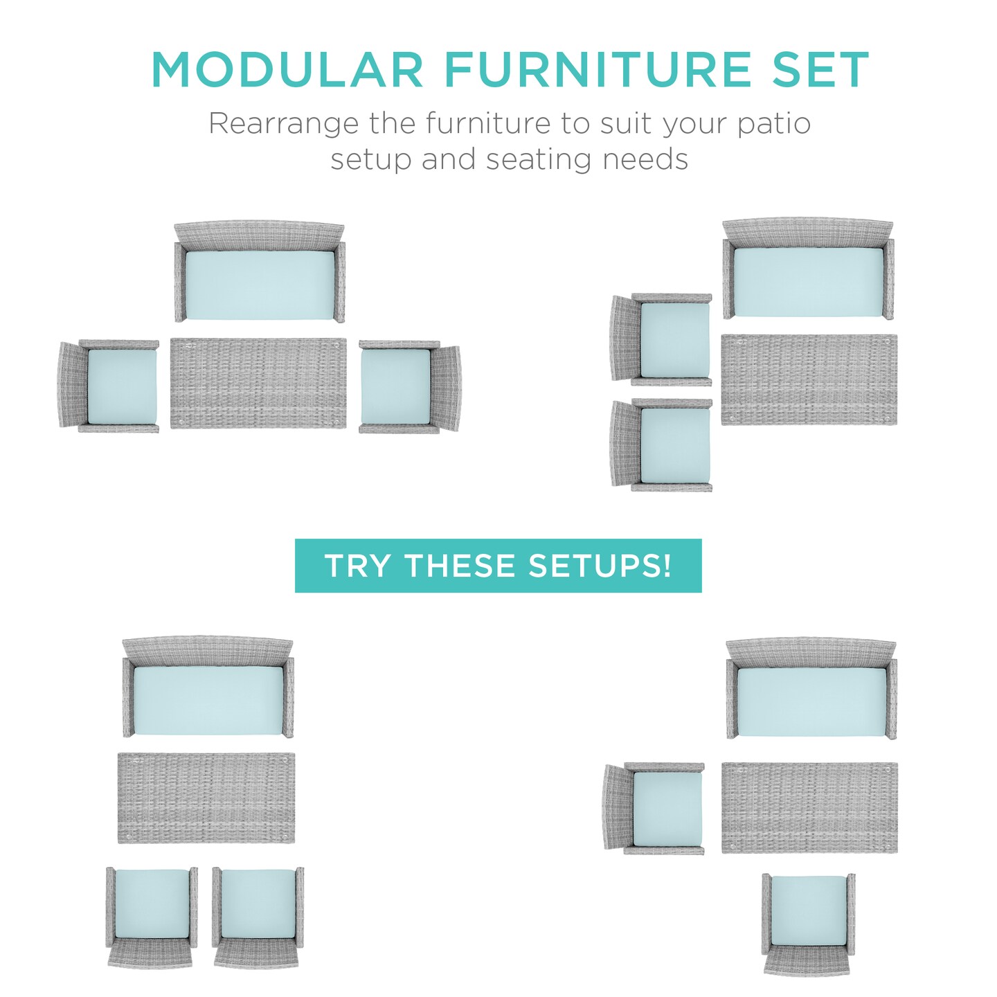 Best Choice Products 4-Piece Outdoor Wicker Patio Conversation Furniture Set w/ Table, Cushions