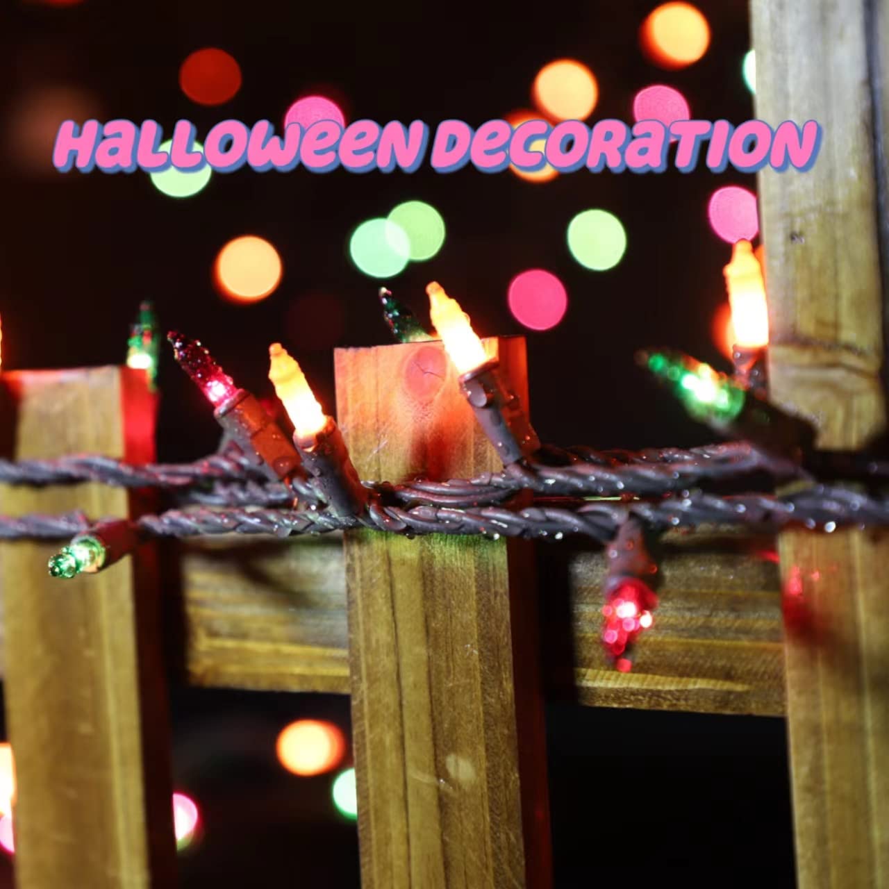 Super-Bright Extendable Orange Purple and Green halloween Lights Decoration 150 Lights 31.9ft UL Certified Mini Bulb String Lights Set for Outdoor Halloween Christmas Tree Garden Holiday Decor