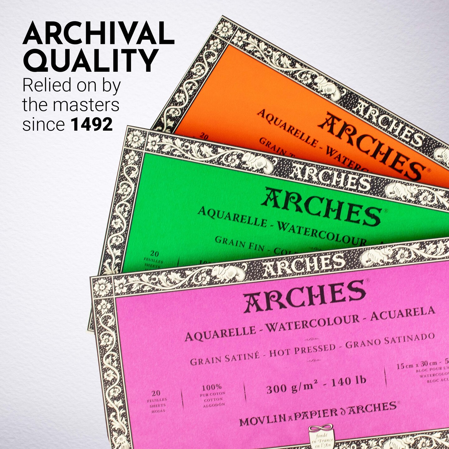 Arches Aquarelle Rough Watercolor Block 5.9"X11.8"- 140lb, 20 Sheets