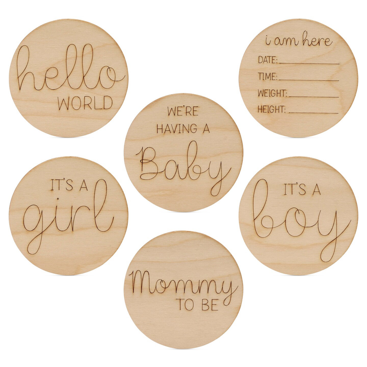 Pregnancy Announcement Signs & Baby Announcement Kit, 4”, Set of 6 | Woodpeckers