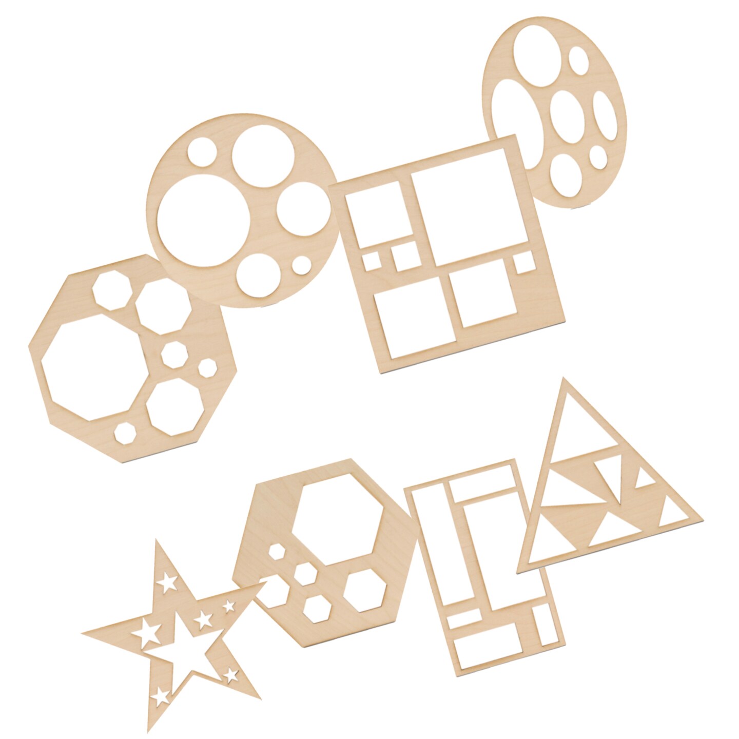 Set of 8 Eco-friendly Geometric Stencils for Painting &#x26; DIY Crafts |Woodpeckers