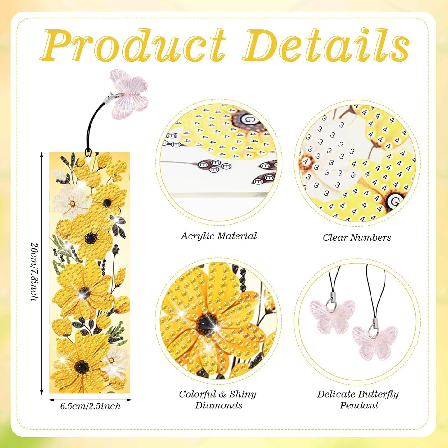 4-Pack Floral Diamond Art Bookmarks Kit - 5D DIY Flower Gem Painting Crafts for Adults, Kids & Seniors - PU Leather Beaded Bookmarks with Tools - Creative Gift for Book Lovers, Teachers, and Students