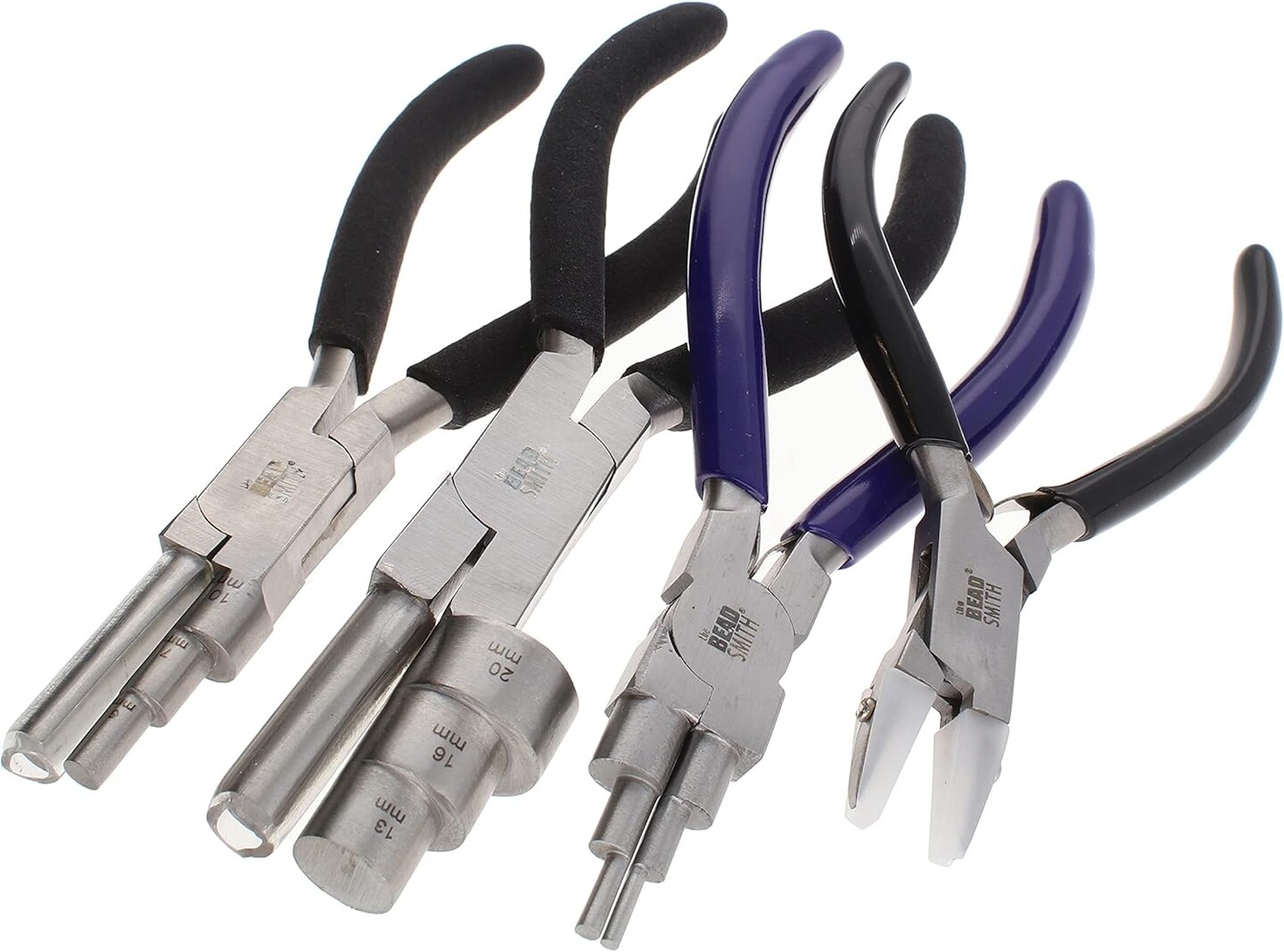 The Beadsmith Wire Working Combo &#x2013; 3 Different Wire Wrapping Bending Pliers and Double Nylon Jaw Chain Nose Pliers &#x2013; Use to Create Loops, Jump Rings &#x26; Protect Wire While Jewelry Making &#x2013; 4 Piece Set