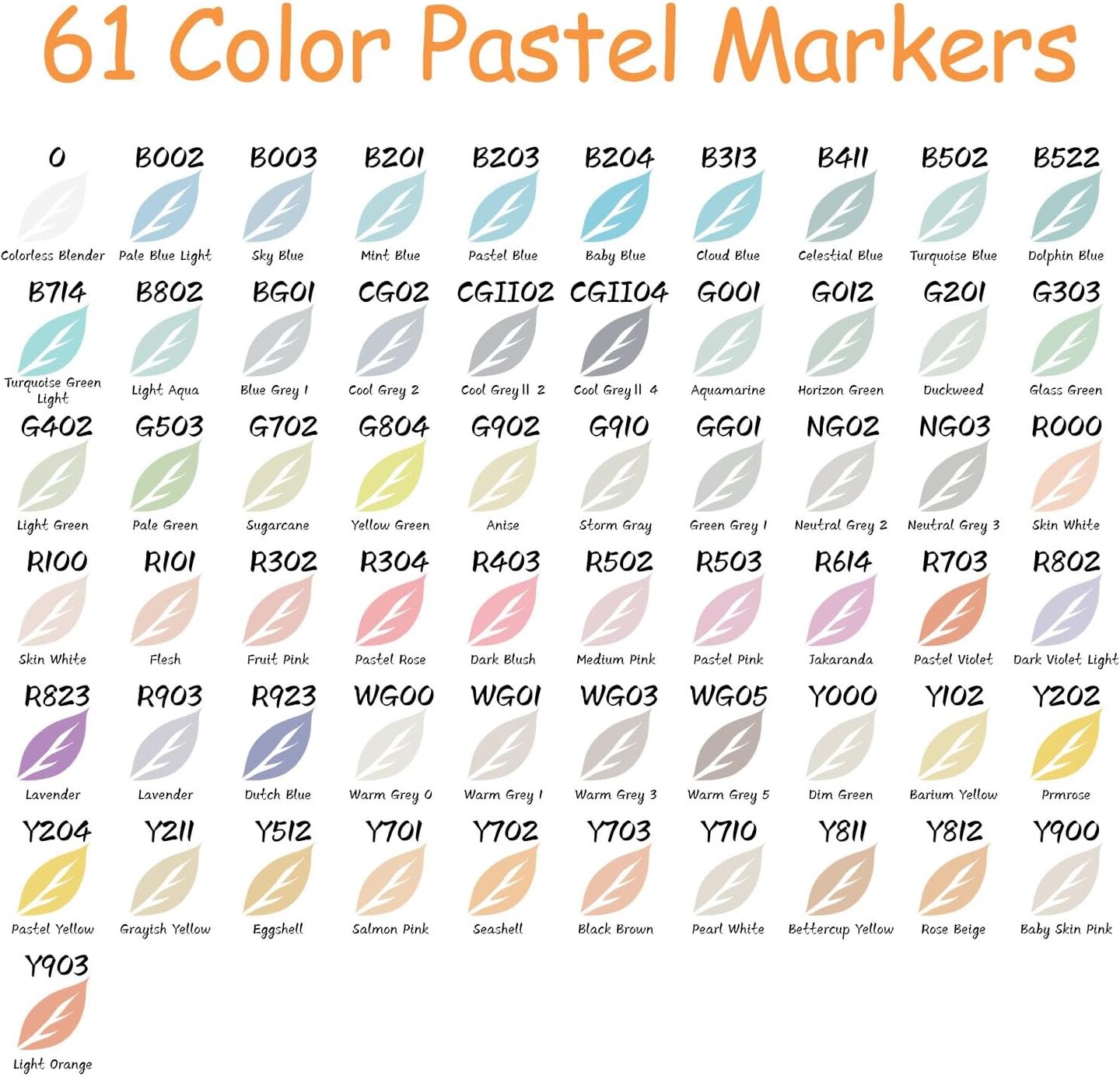 Pastel Alcohol Markers Brush Tip 61 Colors, Dual Tip Chisel & Brush Set Permanent Art Markers with Case for Artists Adult Coloring Books Illustration Drawing Supplies Gifts, Colorless Blender