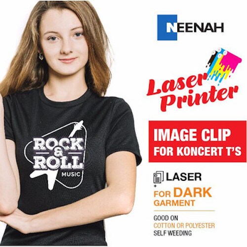 Neenah ImageClip Koncert Ts - Transfer paper for Laser Printer / Dark Colored Garments Sheets 8.5"x11" Made in USA