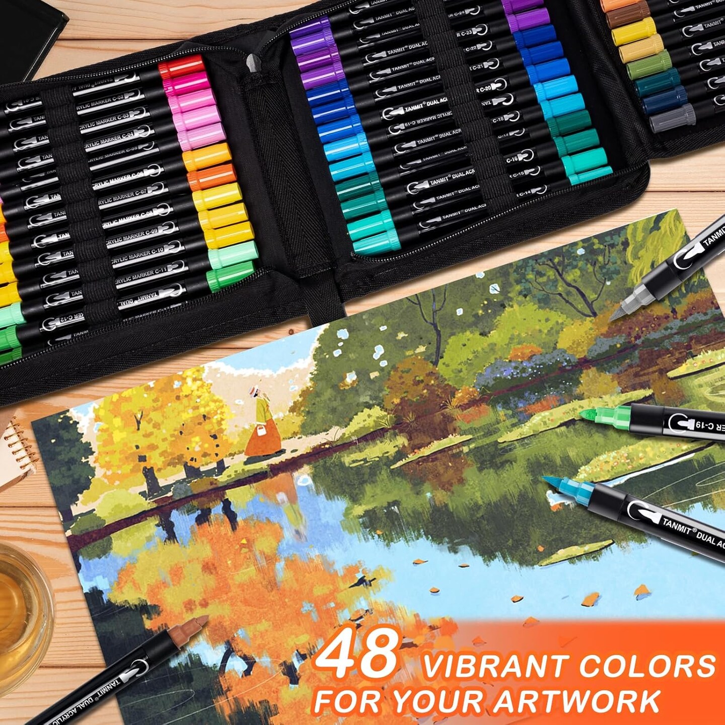 Dual Tip Acrylic Paint Markers with Brush Tip and Fine Tip