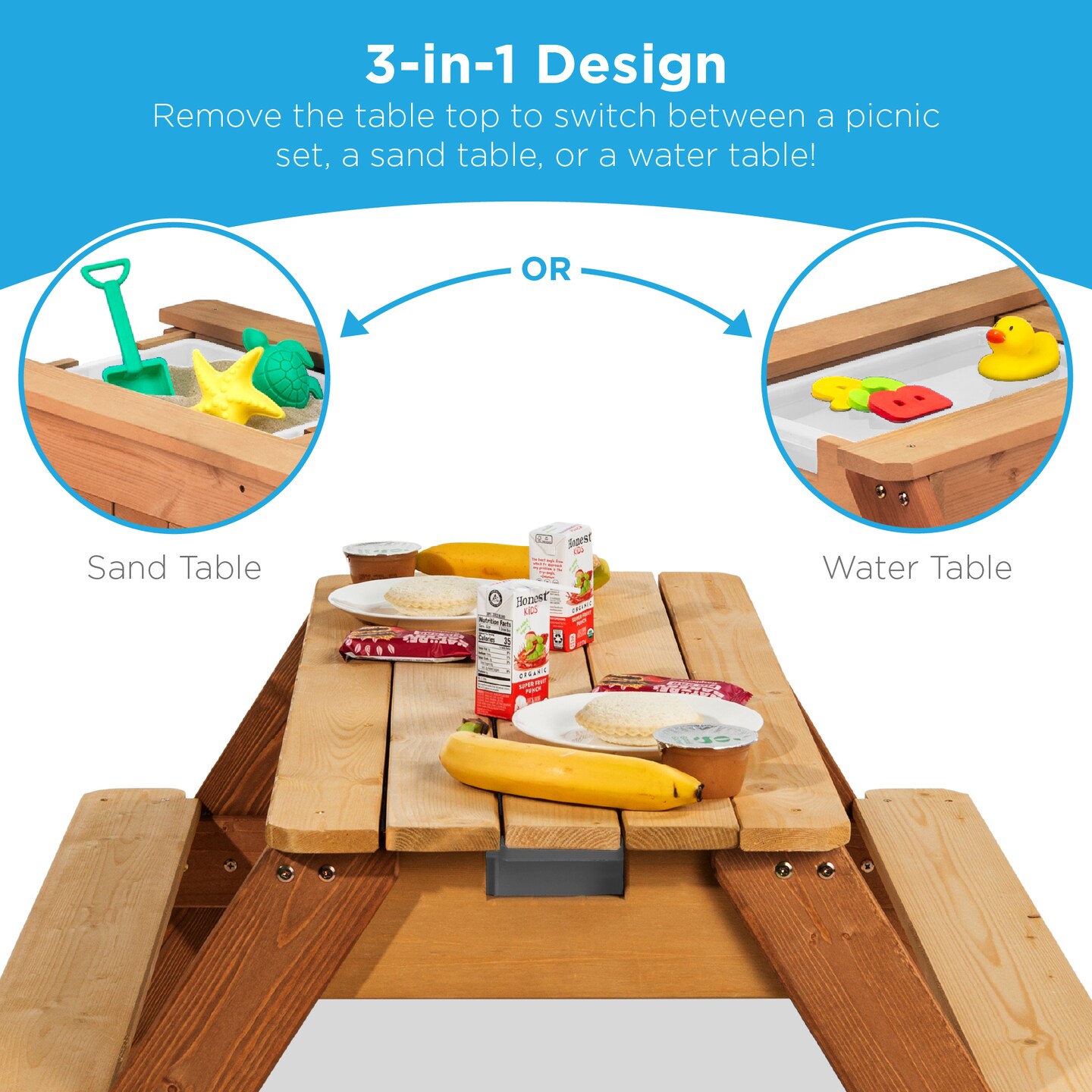 Best Choice Products Kids 3-in-1 Outdoor Convertible Activity Sand &#x26; Water Picnic Table w/ Umbrella
