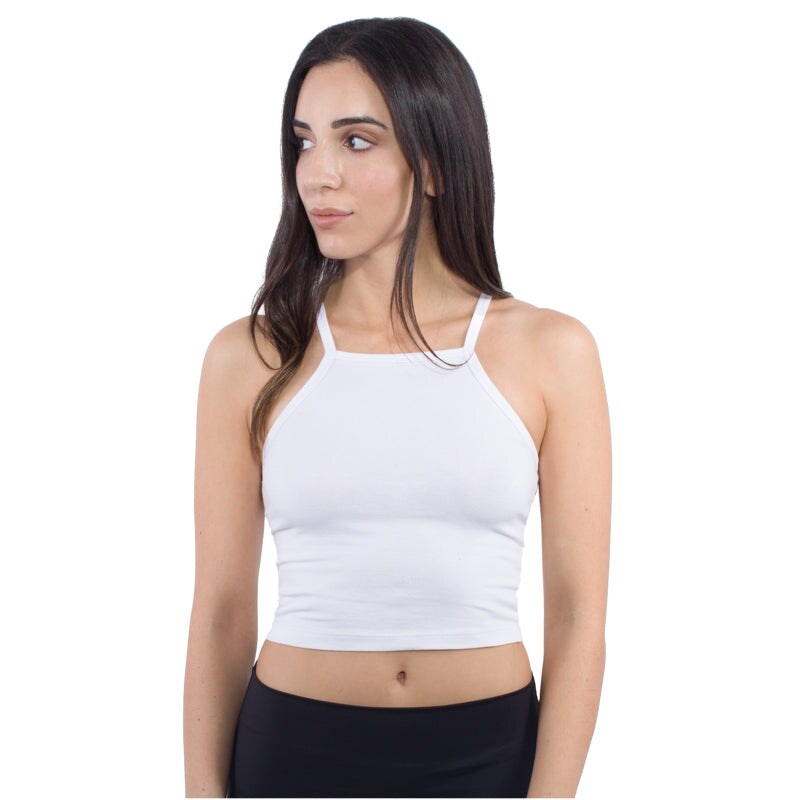 Women&#x27;s Cropped Neck Tie Halter Top