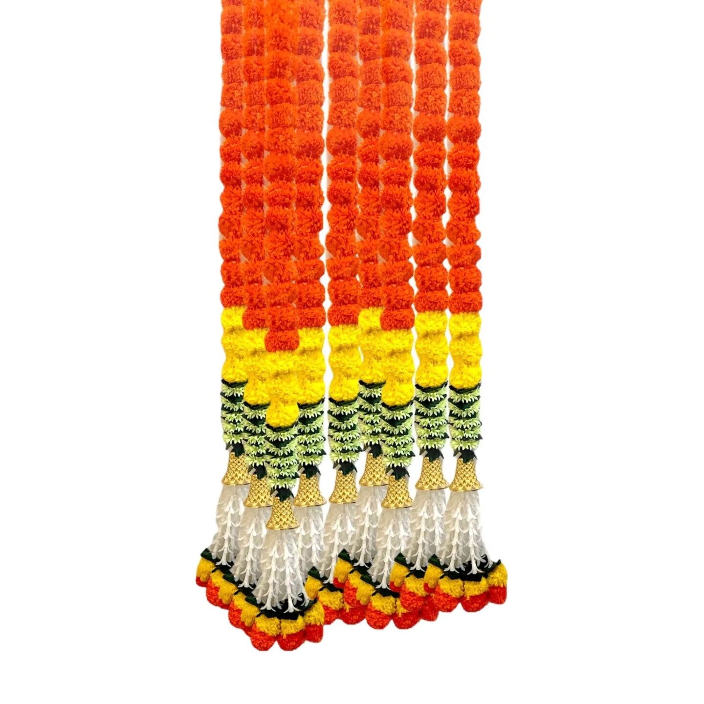 2 Strings Artificial Marigold Flowers Garland for Home, Party Door Hanging Diwali Decorations Day of the Dead Dia De Los Muertos Ofrenda Halloween Marygold Traditional Indian Theme Decor