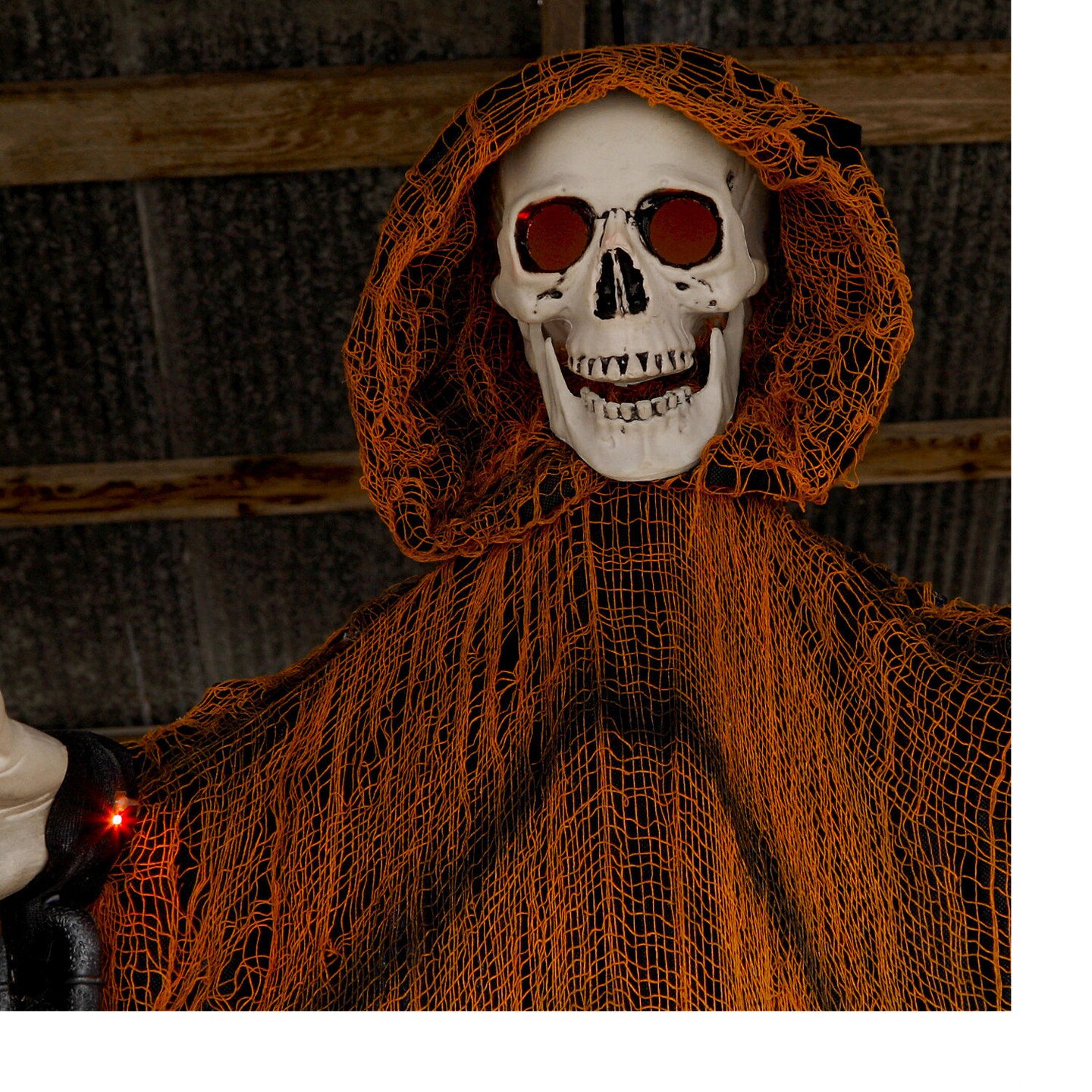 Light Up Hanging Skeletal Reaper 6 Ft Orange Robes