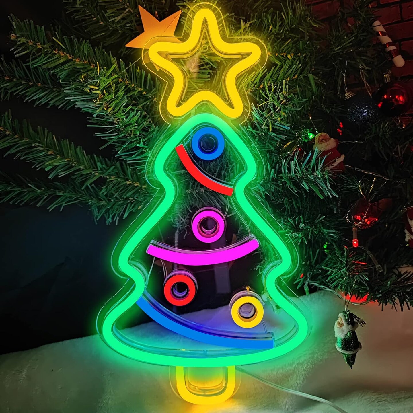Christmas Tree Neon Sign, Xmas Trees LED Neon Signs for Wall Decor Art, USB Powered Acrylic Neon Lights for Bedroom Kids&#x27; Room Home Decoration Man Cave Birthday Bar Wedding Party Decorations
