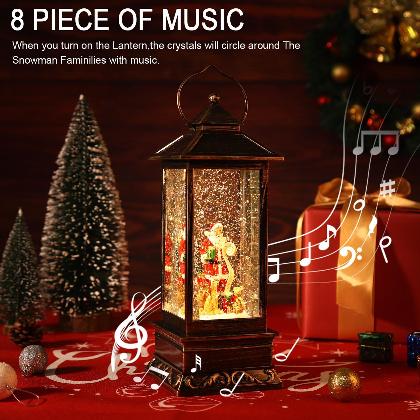 Christmas Decorations Snow Globe Christmas Lanterns Decoratives Christma Water Globe Christmas Decoration Home Water Lanterns Glittering with Music USB and Battery Operated Singing