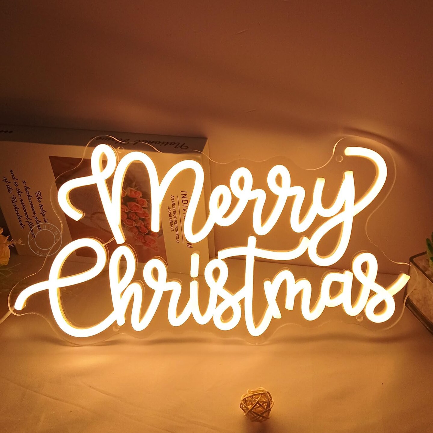 Merry Christmas LED Neon Light Sign Tree Bedroom Living Room Desk Window Wall Decor Sign Shop Bar Office Christmas Party Gifts 5V USB Night Light Indoors 15.75&#x22;X8.3&#x22;