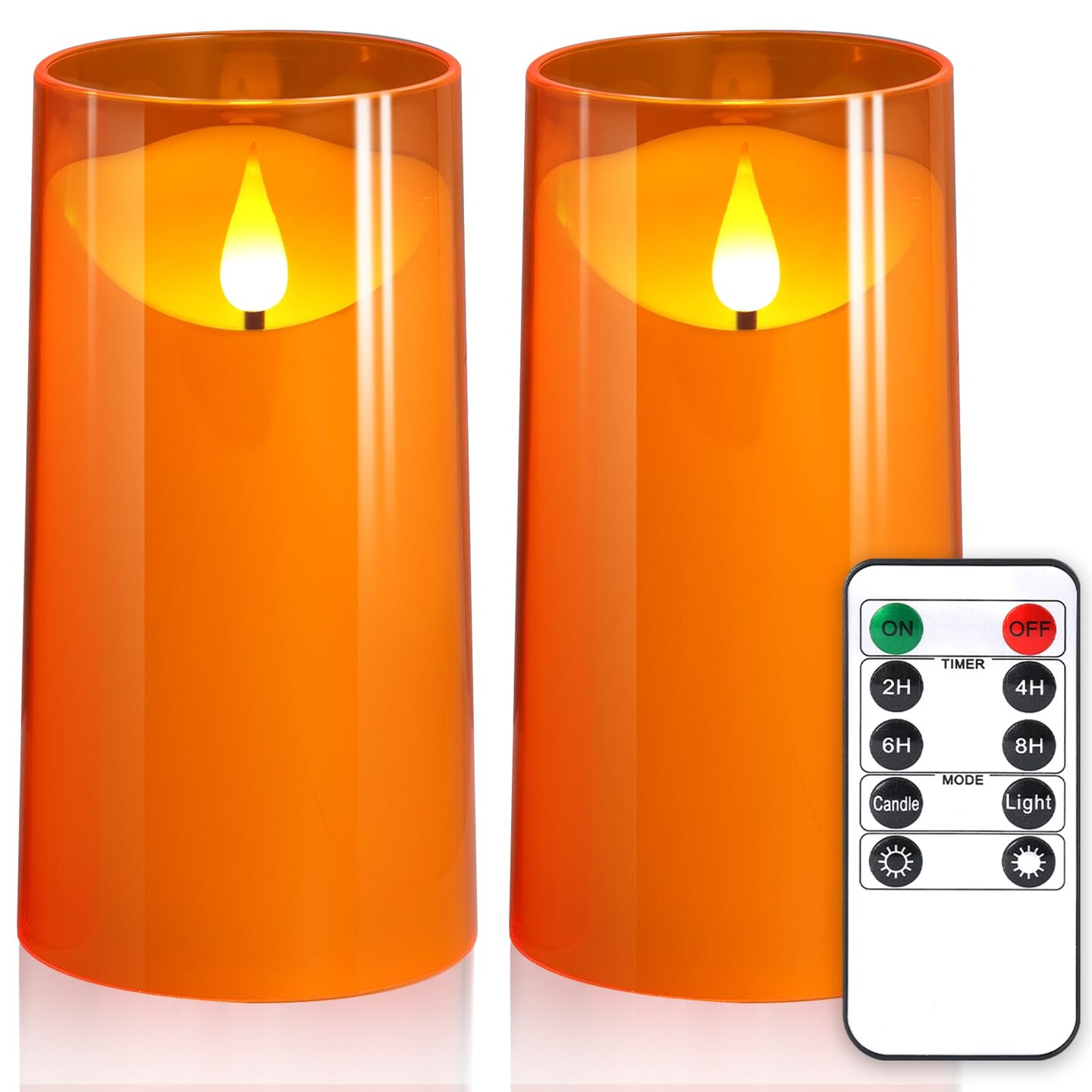 thumbnail image 2 of NURADA Flameless Candles With Remote - 3 Pack Grey Acrylic LED Pillar Candles With Timer Function 2 of 2