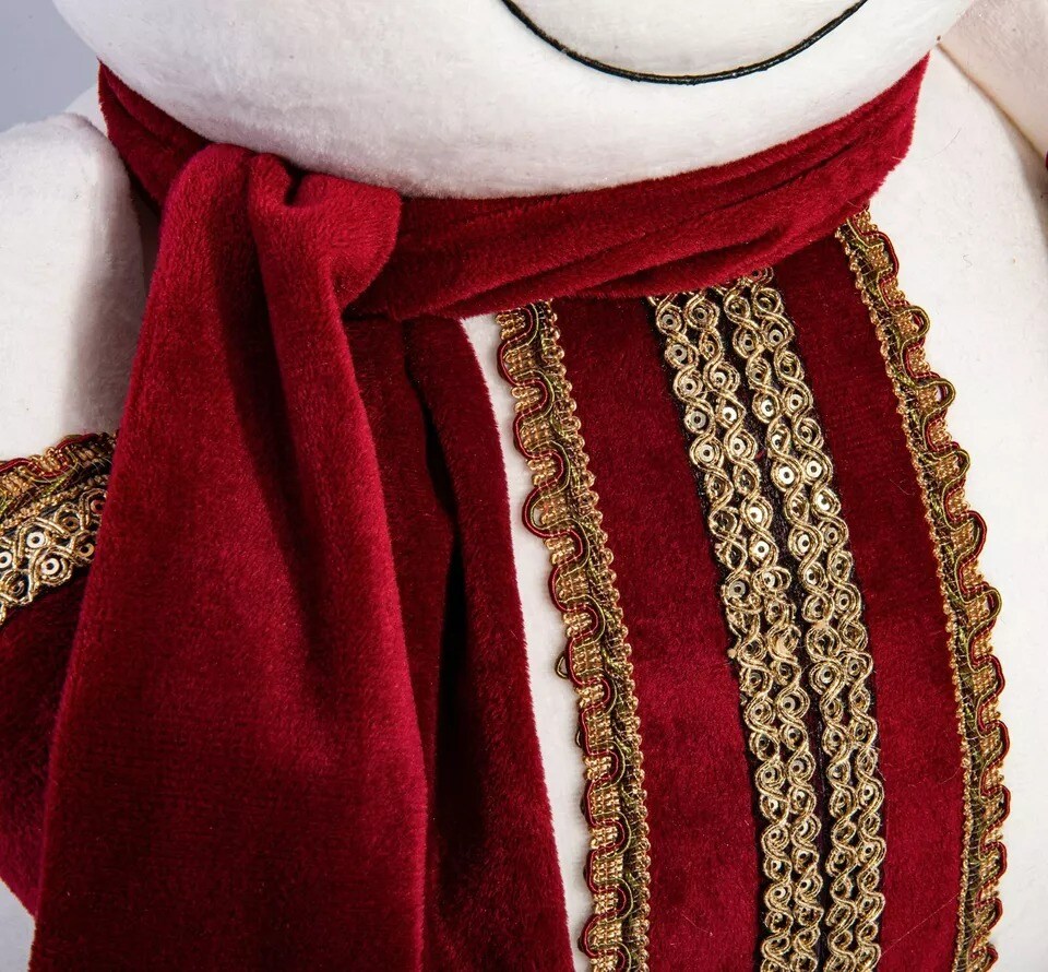 20&#x22; Red &#x26; Gold Snowman Christmas Decoration, Christmas Tree Figurine, Doll